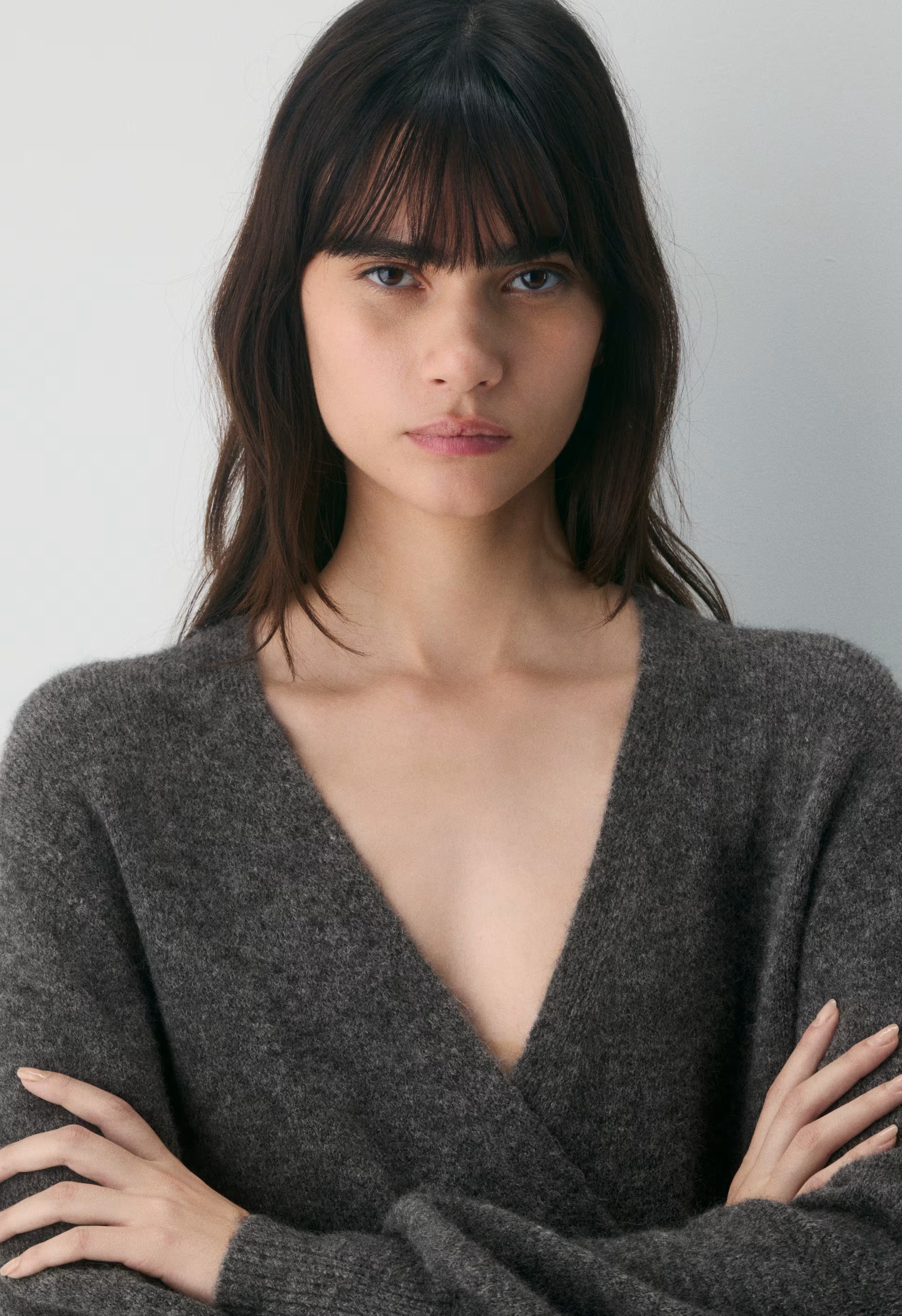 SoftSpoke™ Cassidy Wrap Sweater - HEATHER CHARCOAL