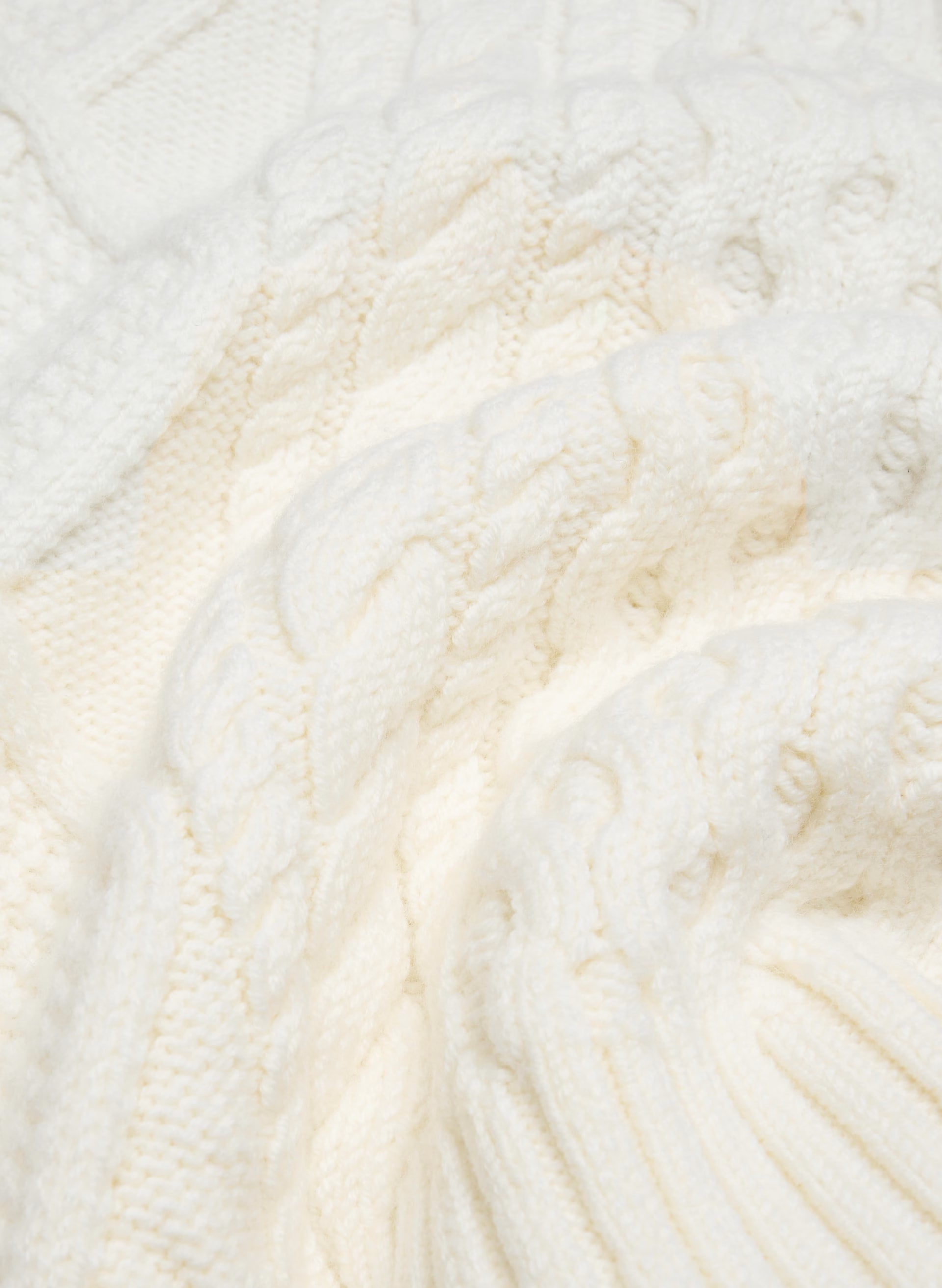Cable Knit Merino Wool Mastery 1/4 Zip - WHISPER WHITE