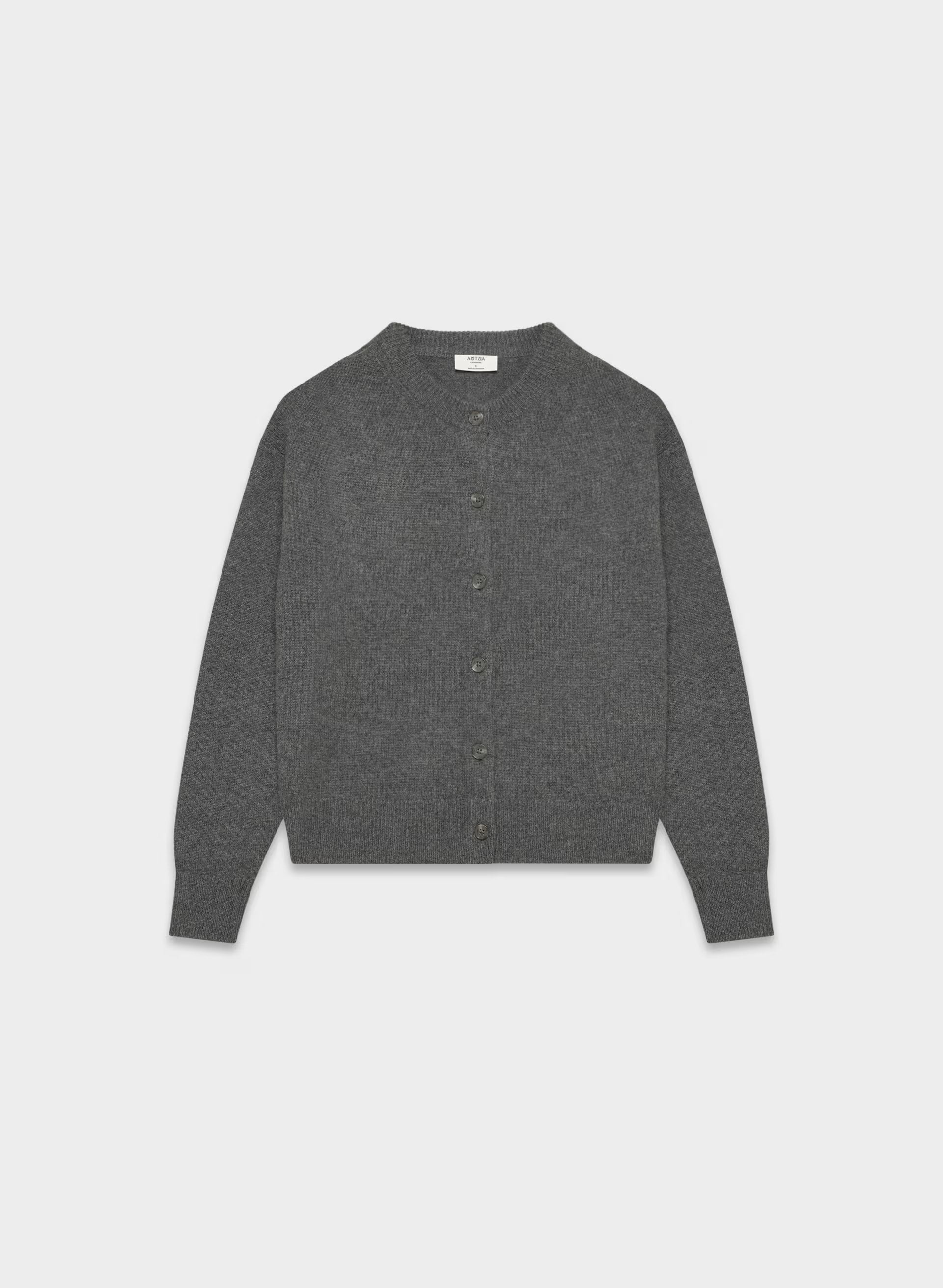 Essential Cashmere Acclaim Cardigan - HEATHER CHARCOAL