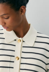 Society Cardigan - Wonder Yarn - LT BIRCH/ DK NGHT NVY