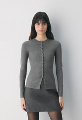 Shelly Cardigan - Wonder Yarn - HEATHER DARK GREY