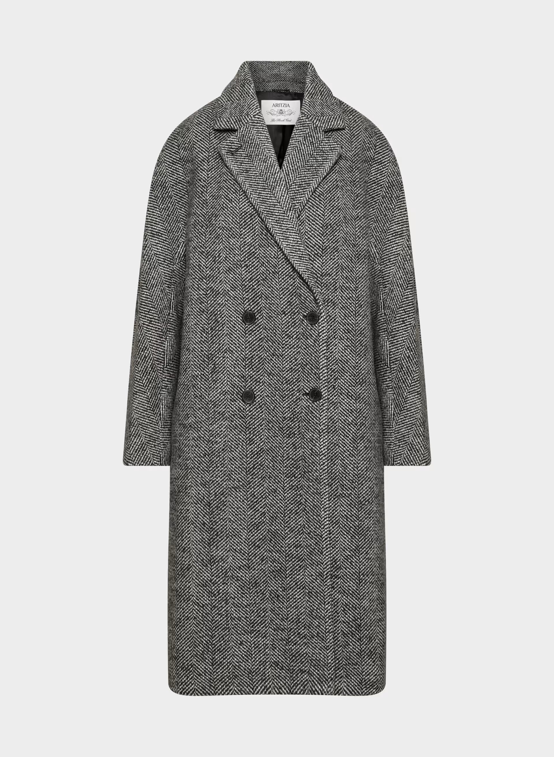 The Slouch™ Coat - Soft Wool Cashmere - HERRINGBONE BLK/WHT