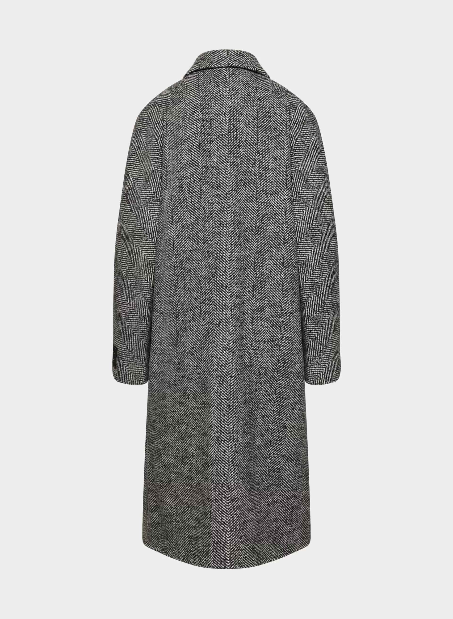 The Slouch™ Coat - Soft Wool Cashmere - HERRINGBONE BLK/WHT