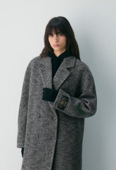 The Slouch™ Coat - Soft Wool Cashmere - HERRINGBONE BLK/WHT