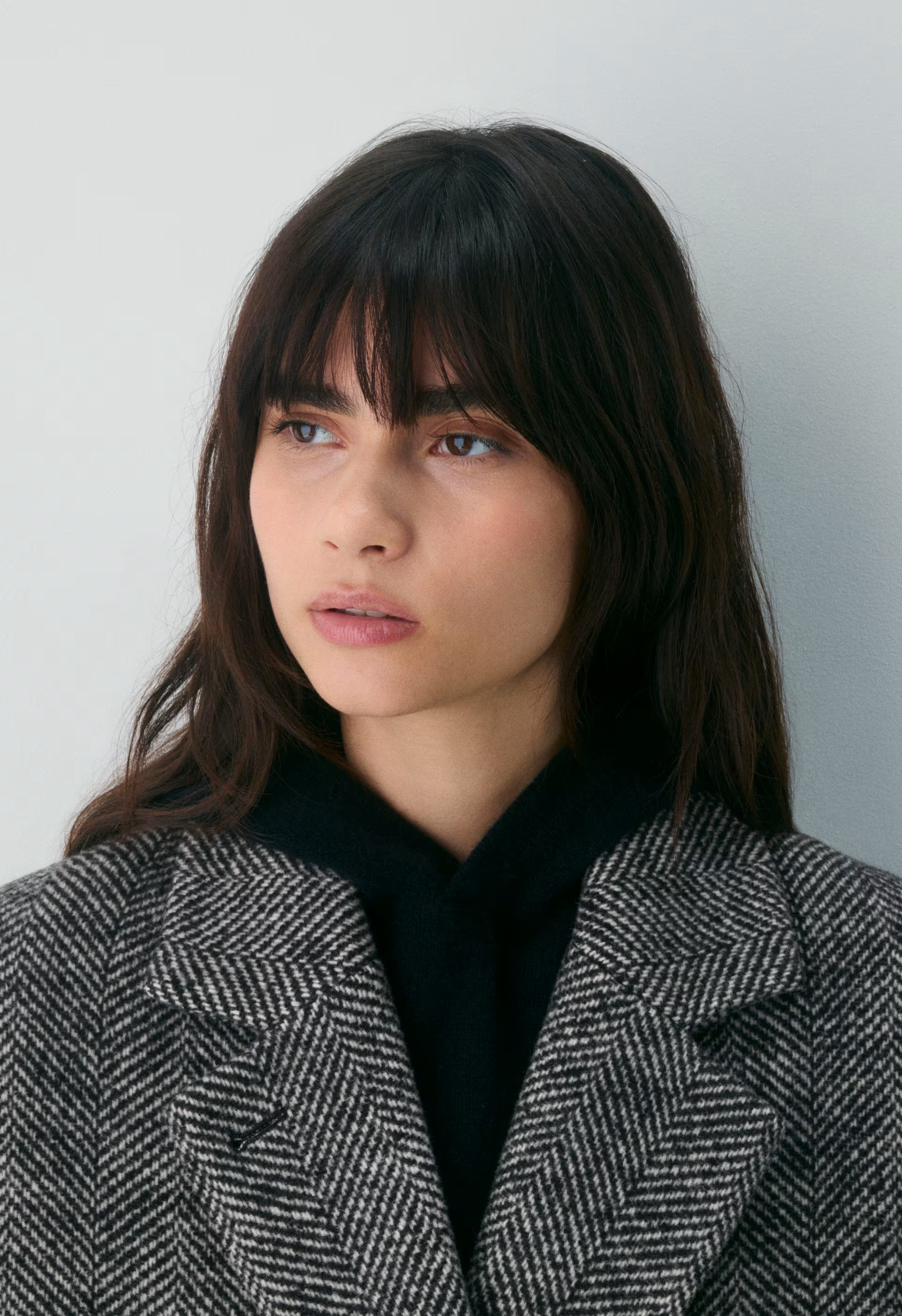 The Slouch™ Coat - Soft Wool Cashmere - HERRINGBONE BLK/WHT