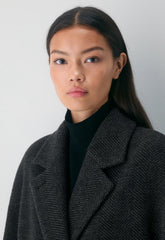 The Slouch™ Coat - Soft Wool Cashmere - HERRINGBN BLACK/GREY