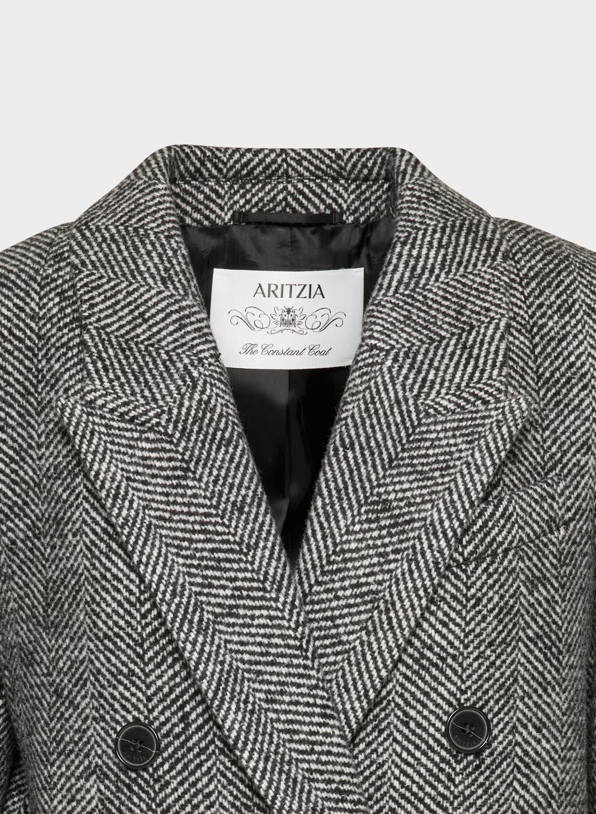 The Constant™ Coat - Soft Wool Cashmere - HERRINGBONE BLK/WHT
