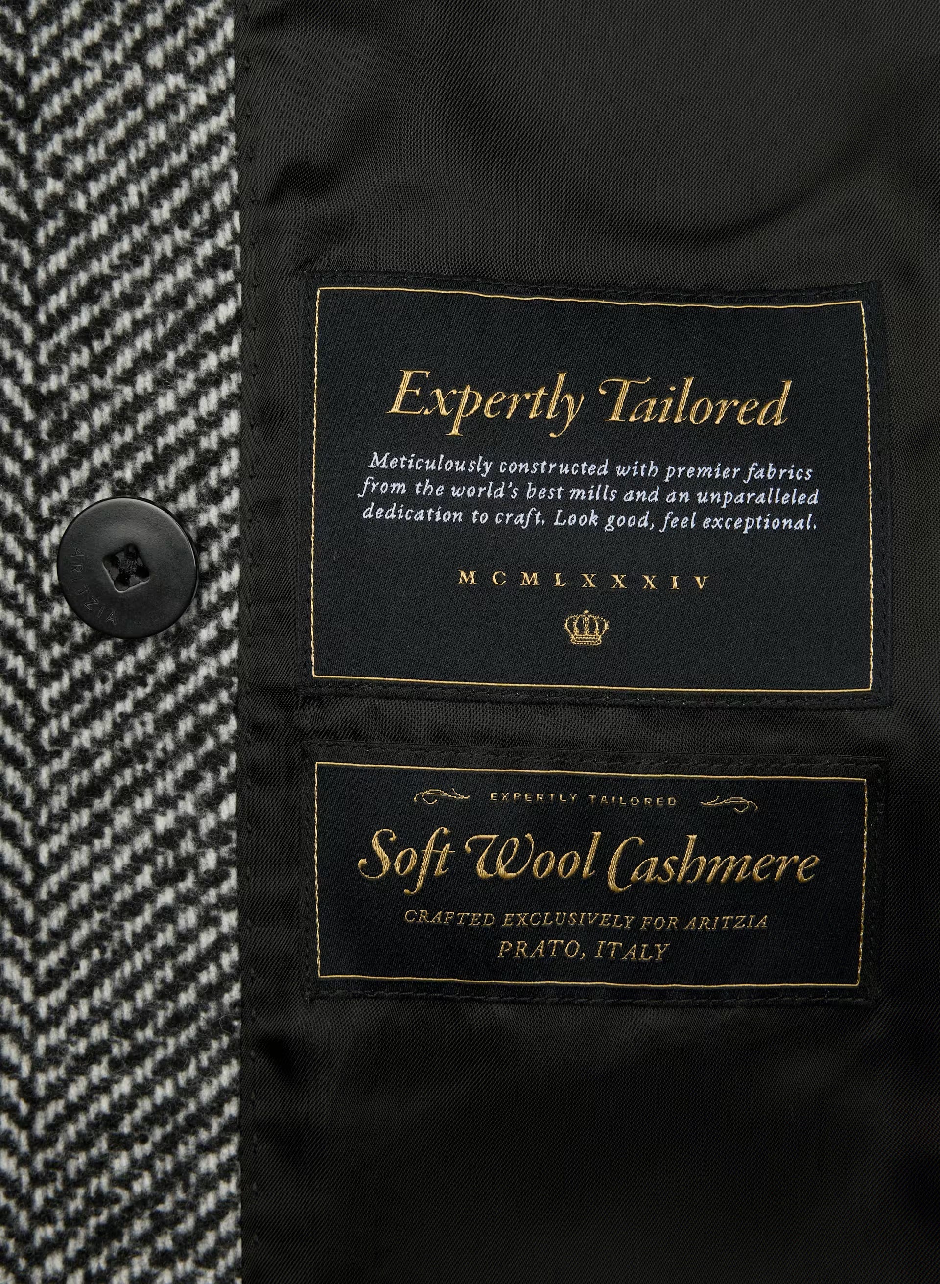 The Constant™ Coat - Soft Wool Cashmere - HERRINGBONE BLK/WHT