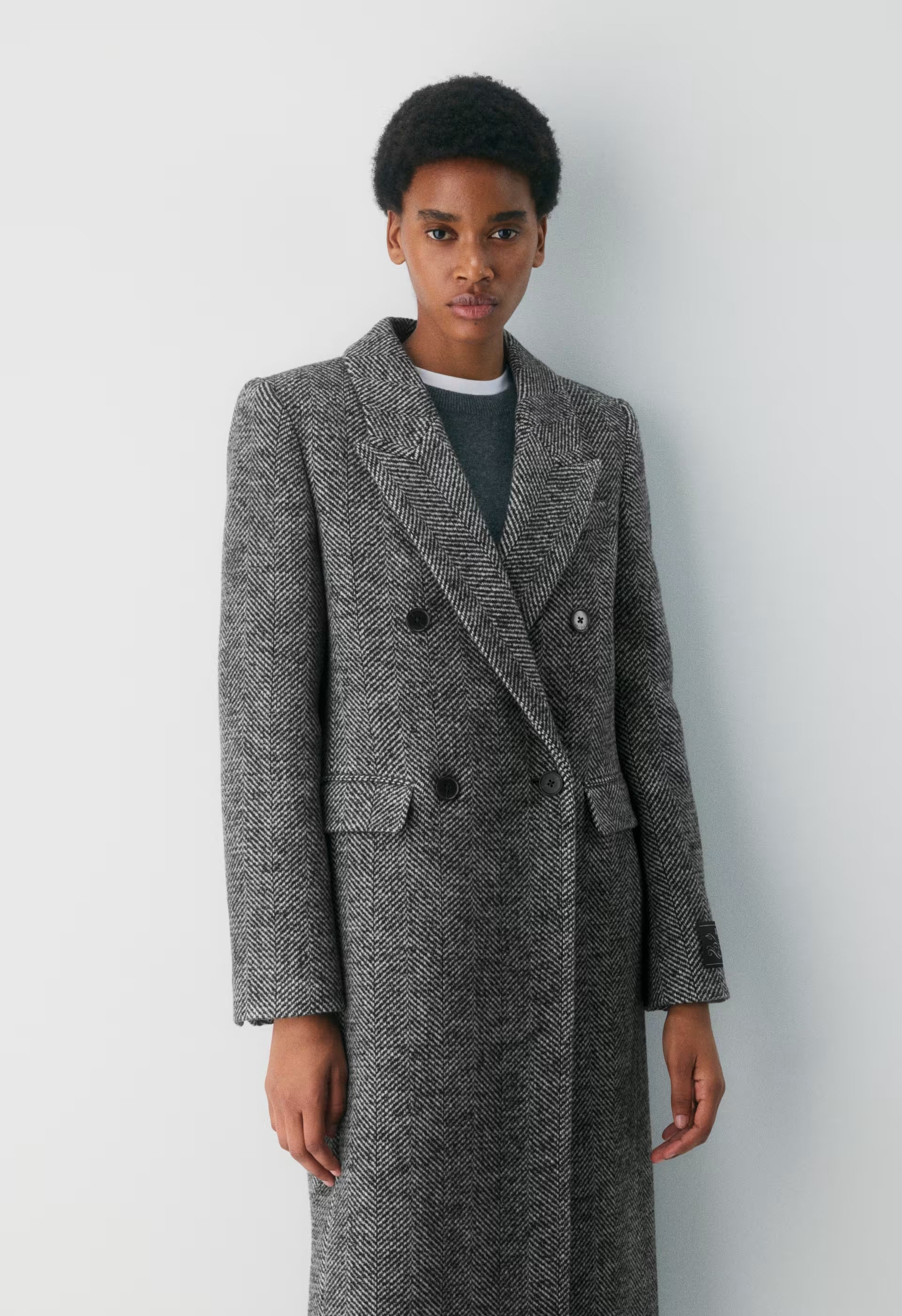 The Constant™ Coat - Soft Wool Cashmere - HERRINGBONE BLK/WHT