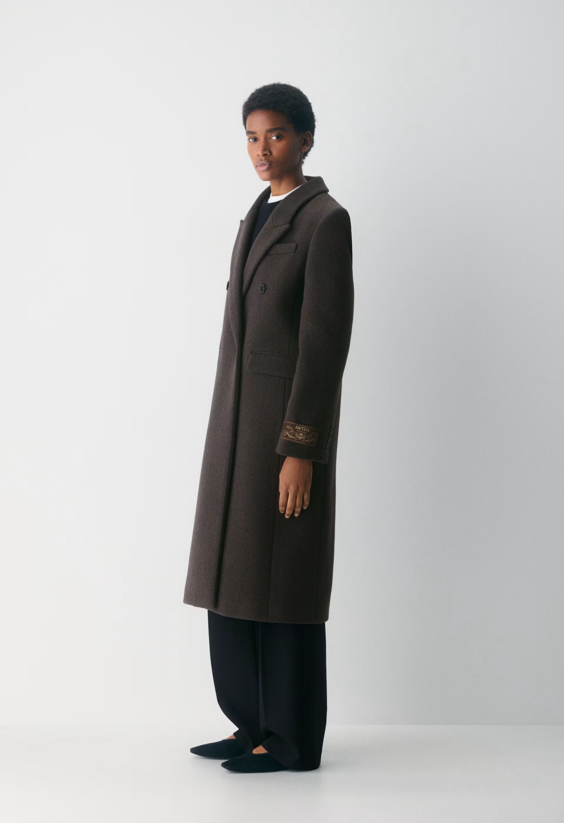 The Constant™ Coat - Soft Wool Cashmere - HERRINGBONE R M BR/BLK