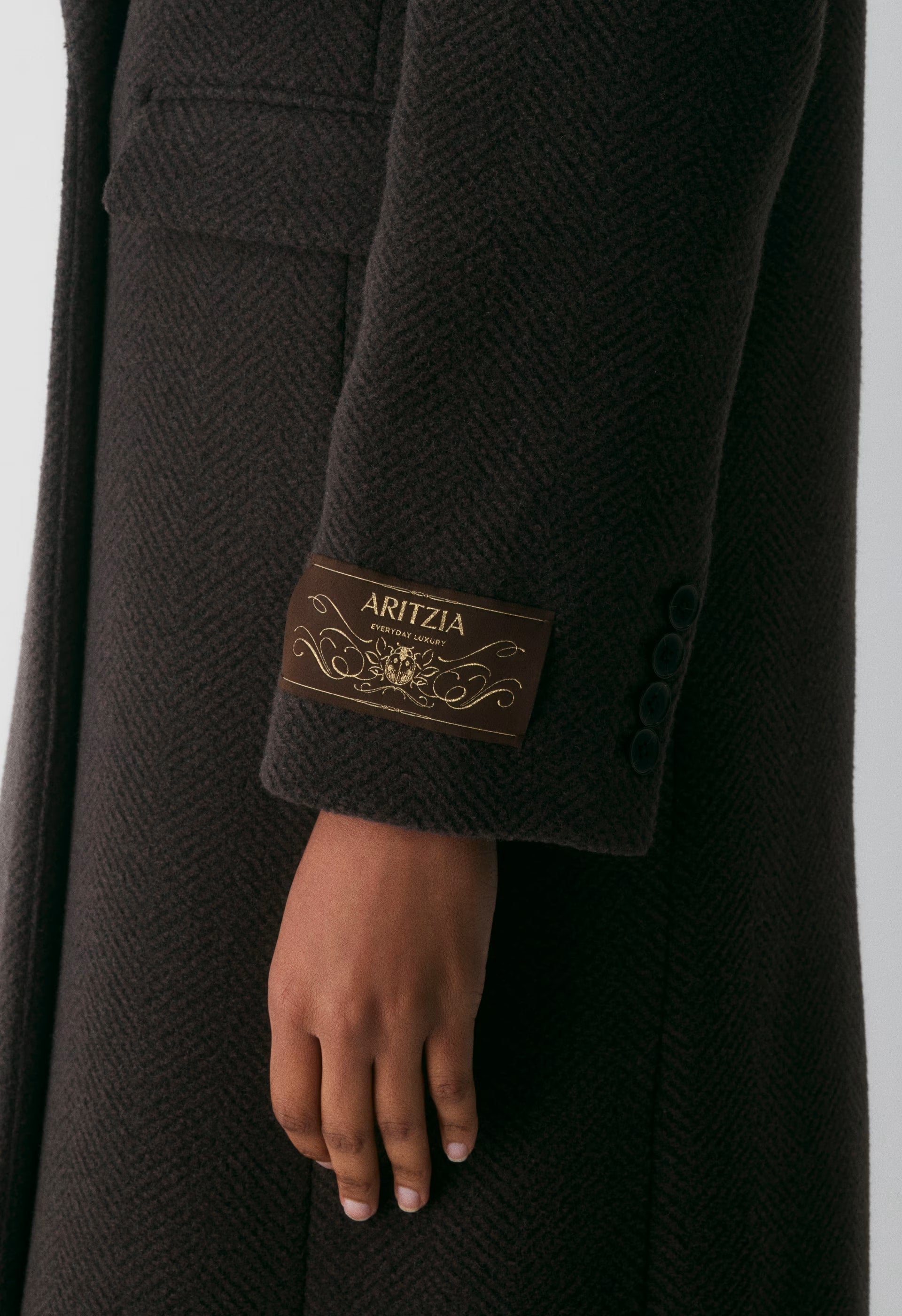 The Constant™ Coat - Soft Wool Cashmere - HERRINGBONE R M BR/BLK
