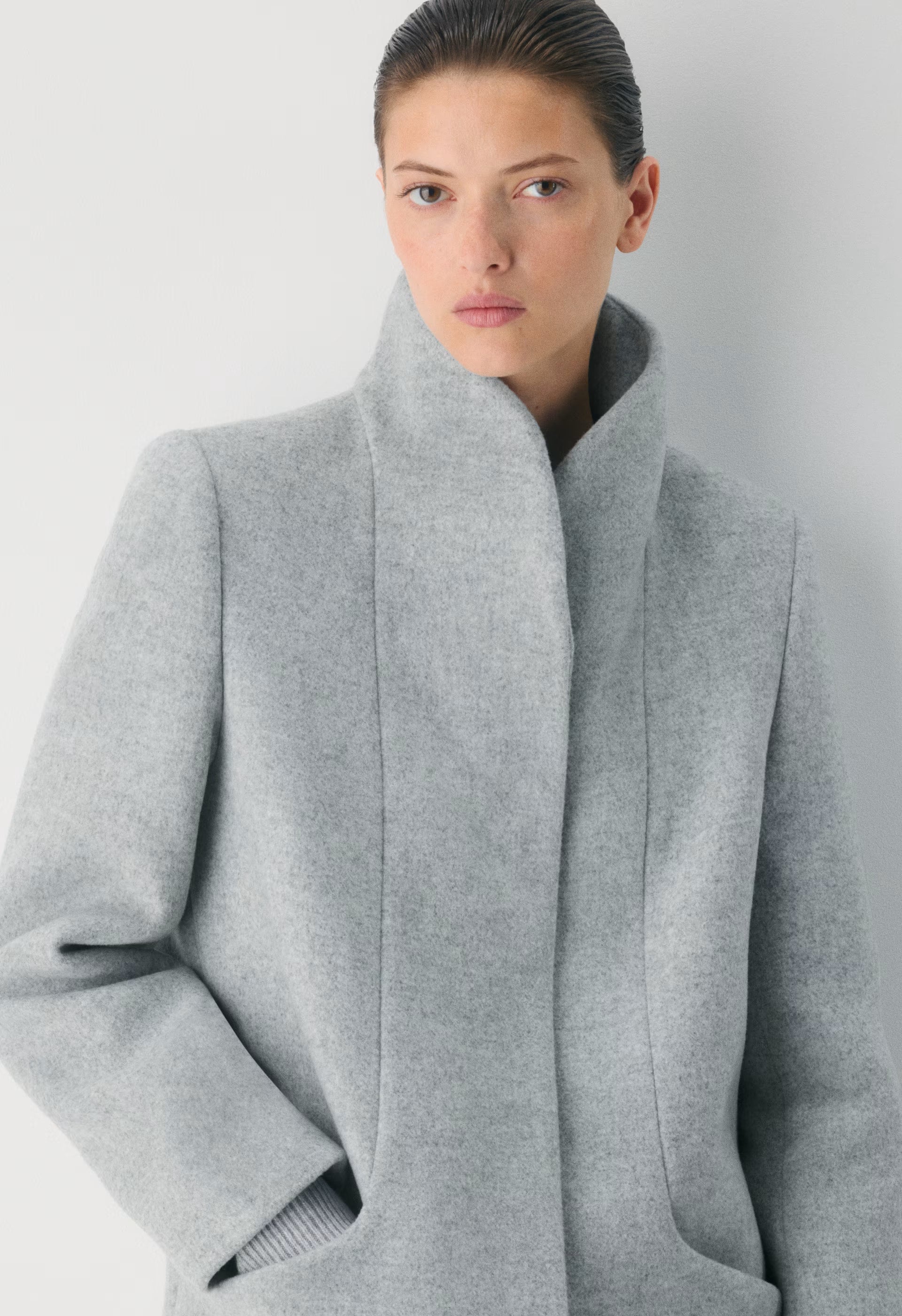 The Cocoon Coat - Luxe Wool Cashmere - HEATHER LIGHT GREY