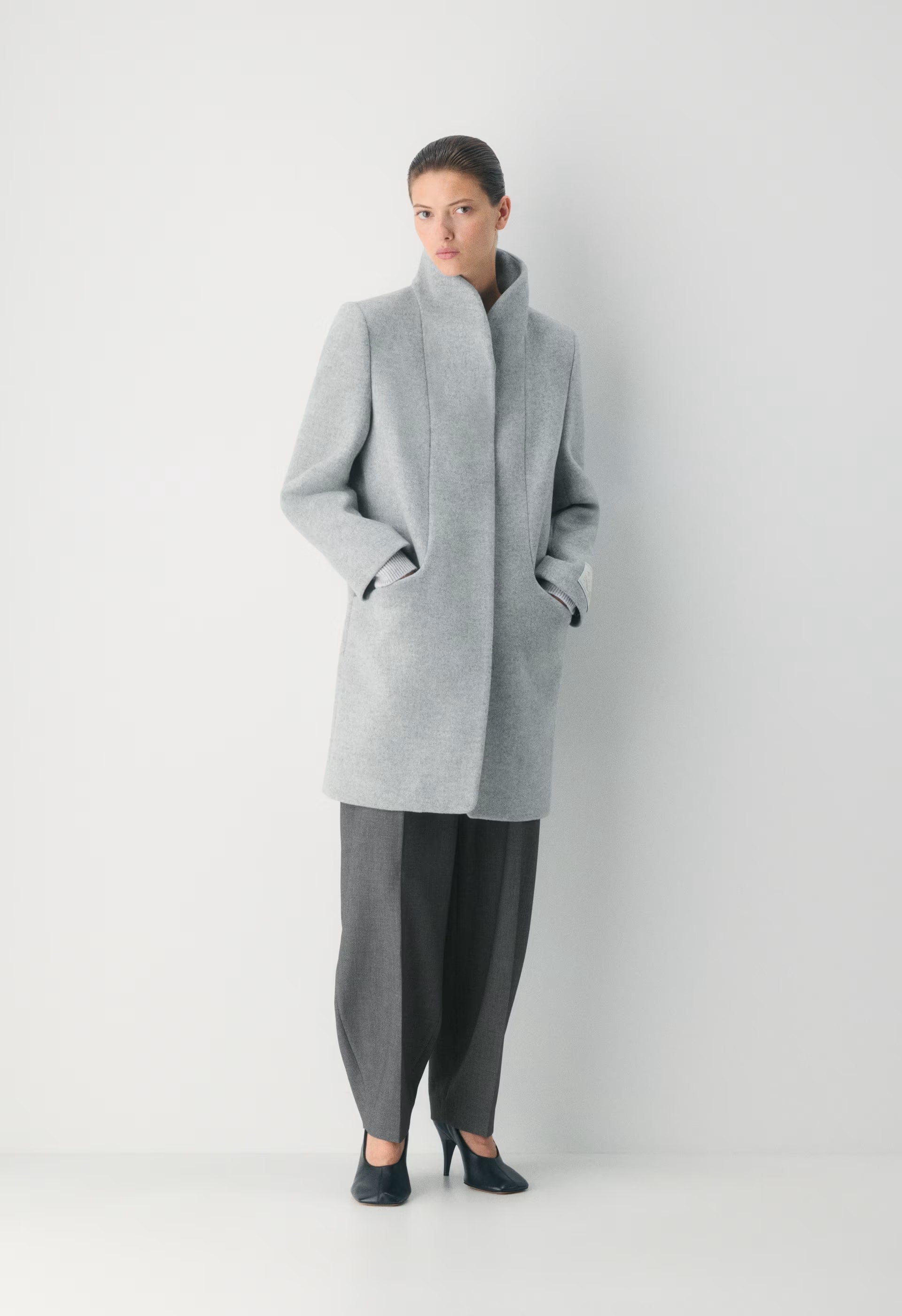 The Cocoon Coat - Luxe Wool Cashmere - HEATHER LIGHT GREY