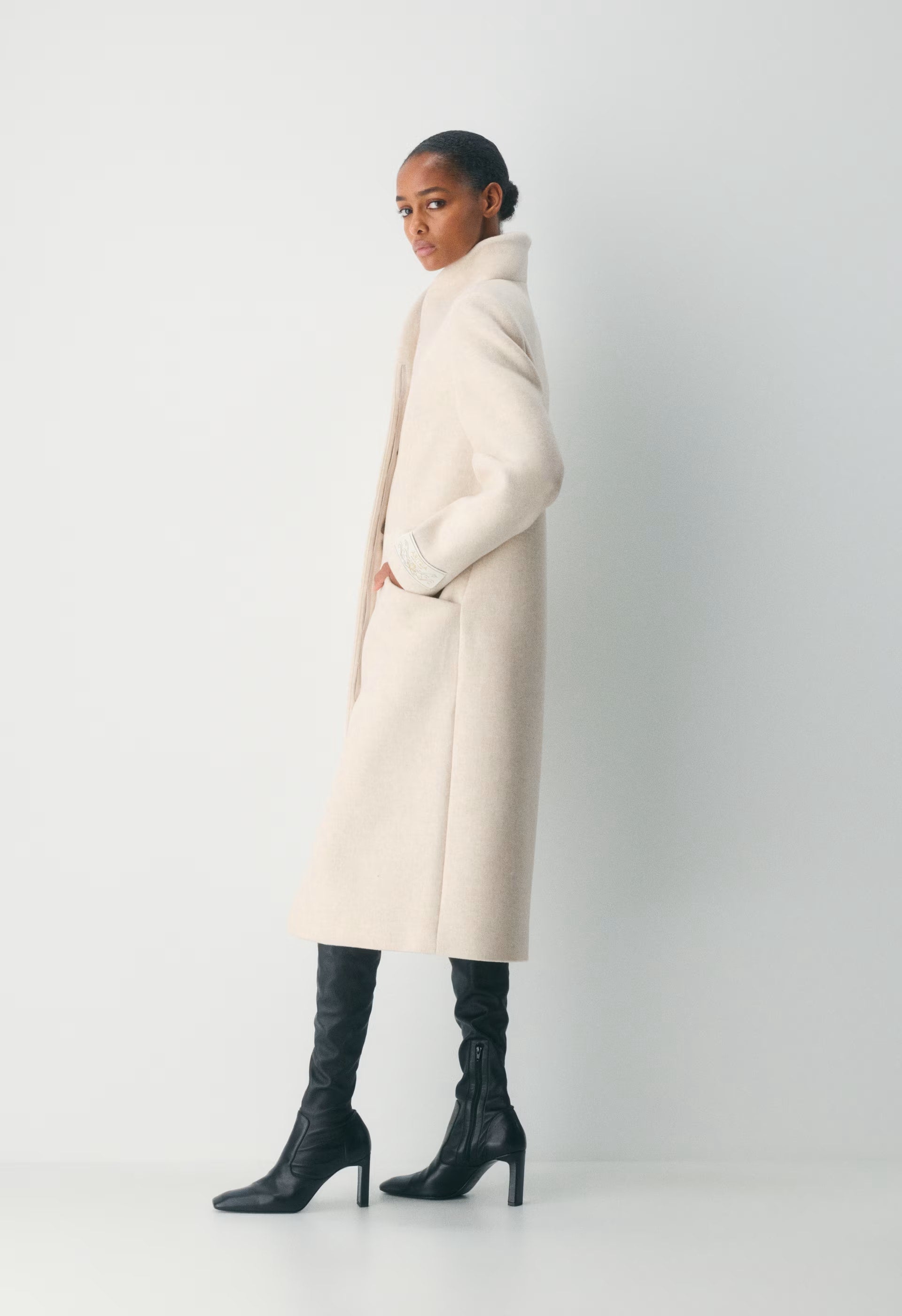 The Cocoon Long Coat - Luxe Wool Cashmere - HEATHER LIGHT OATMEAL