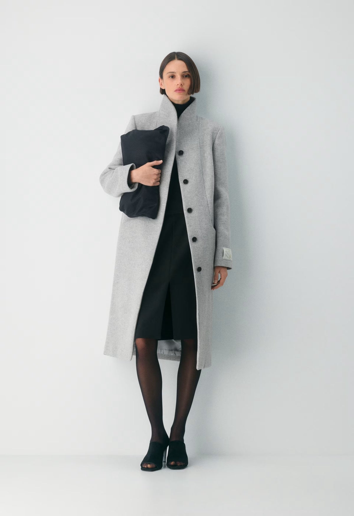 The Cocoon Long Coat - Luxe Wool Cashmere - HEATHER LIGHT GREY