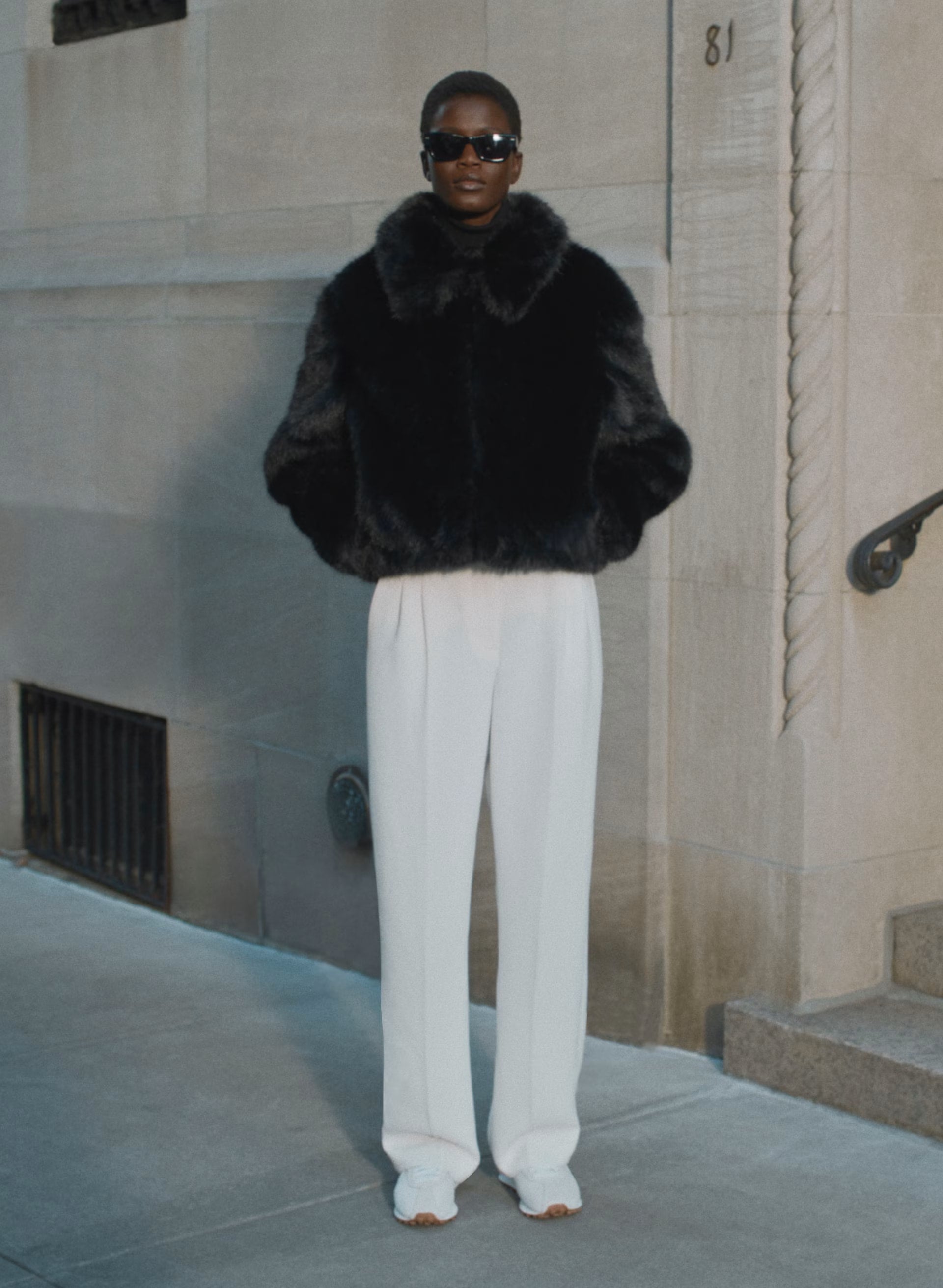 Chamonix Coat - Arctic Faux Fur - BLACK