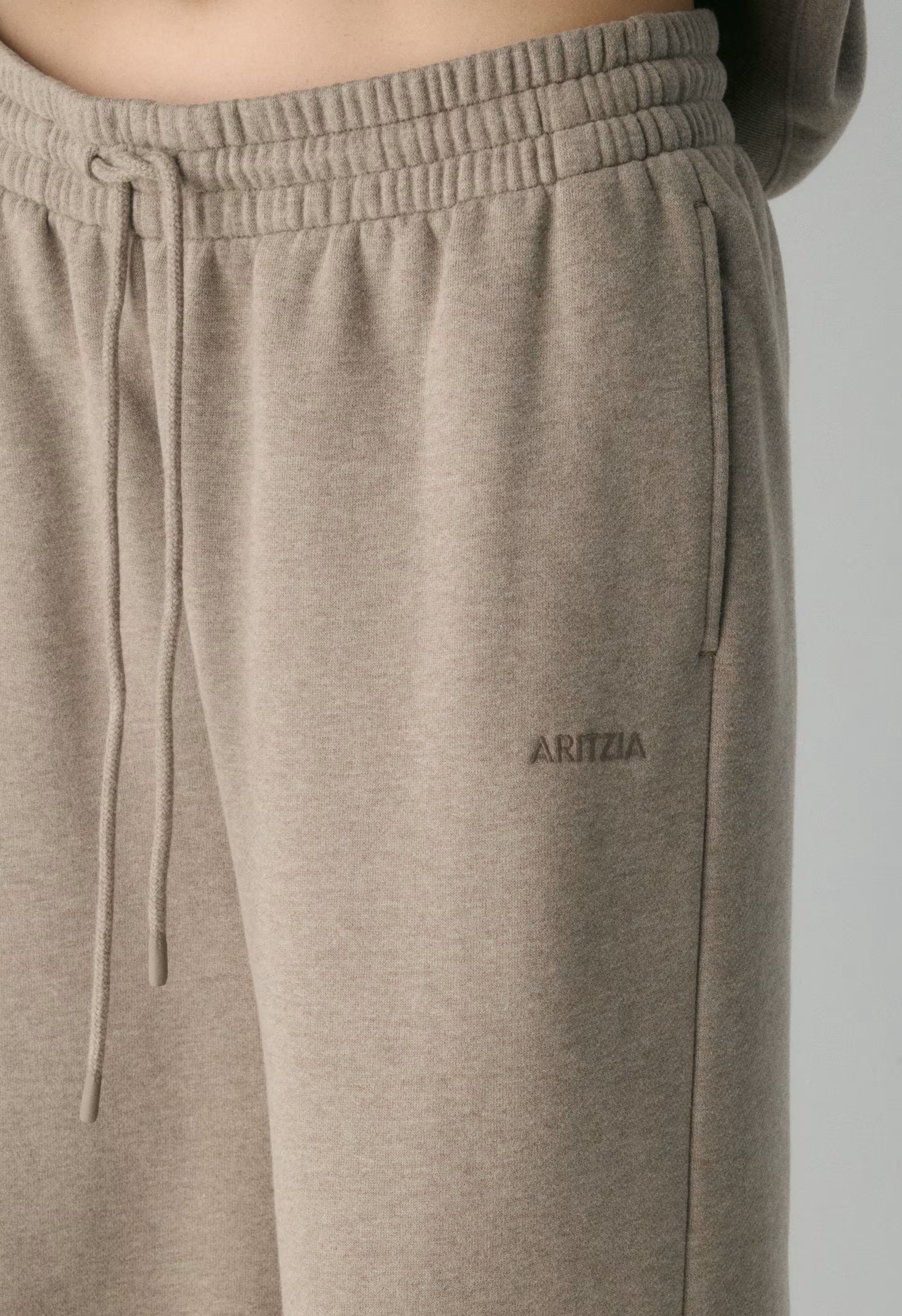 Cozy Sweatfleece Boyfriend Wide Sweatpant - HEATHER NOMAD TAUPE