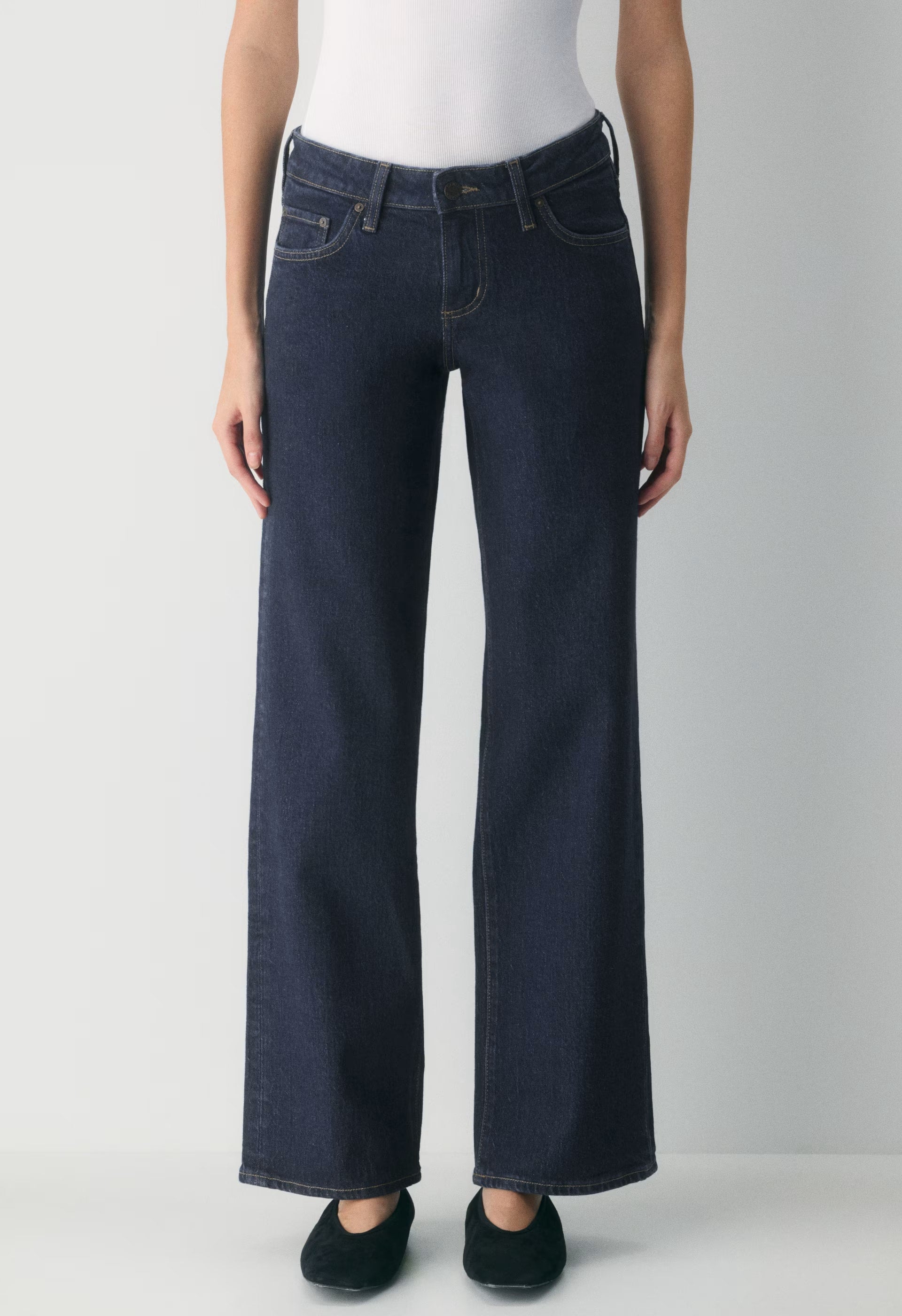 Denim Forum Pam Super Lo-Rise Wide Jean - NO-STRESS DARK BLUE