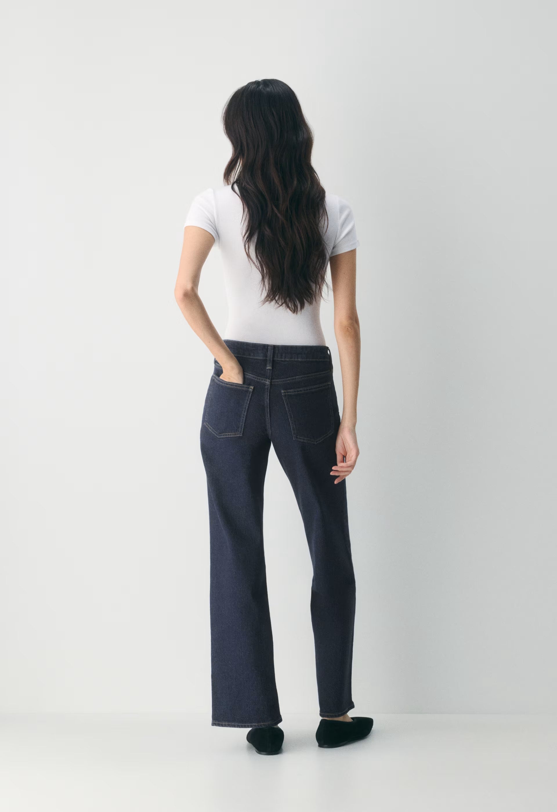 Denim Forum Pam Super Lo-Rise Wide Jean - NO-STRESS DARK BLUE