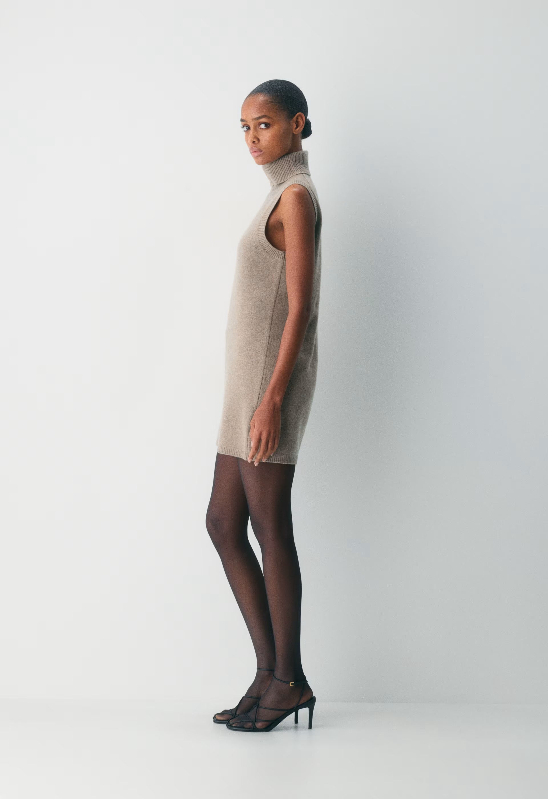 Essential Wool Cashmere Outline Dress - HEATHER NOMAD TAUPE