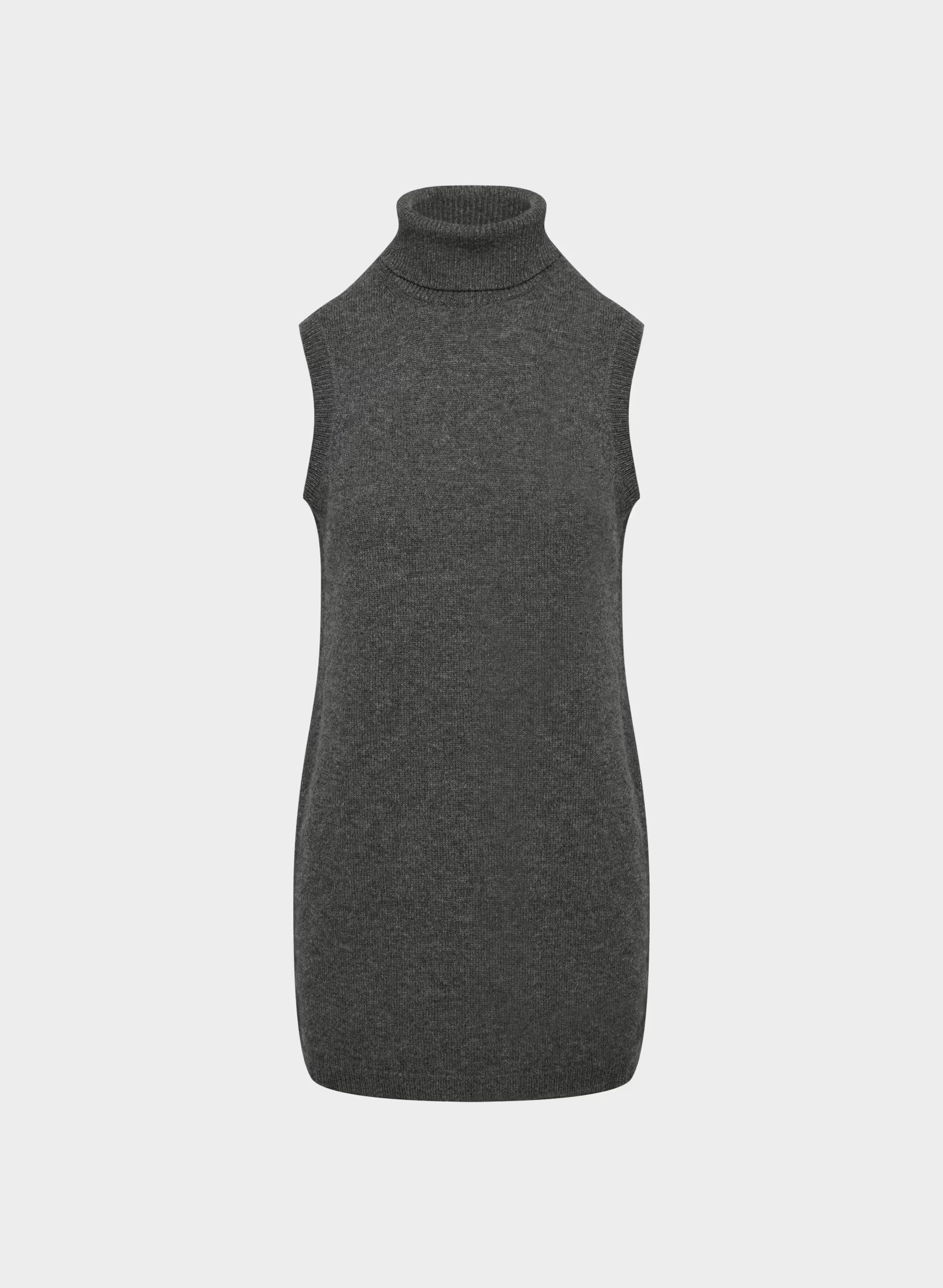 Essential Wool Cashmere Outline Dress - HEATHER CHARCOAL