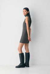 Essential Wool Cashmere Outline Dress - HEATHER CHARCOAL