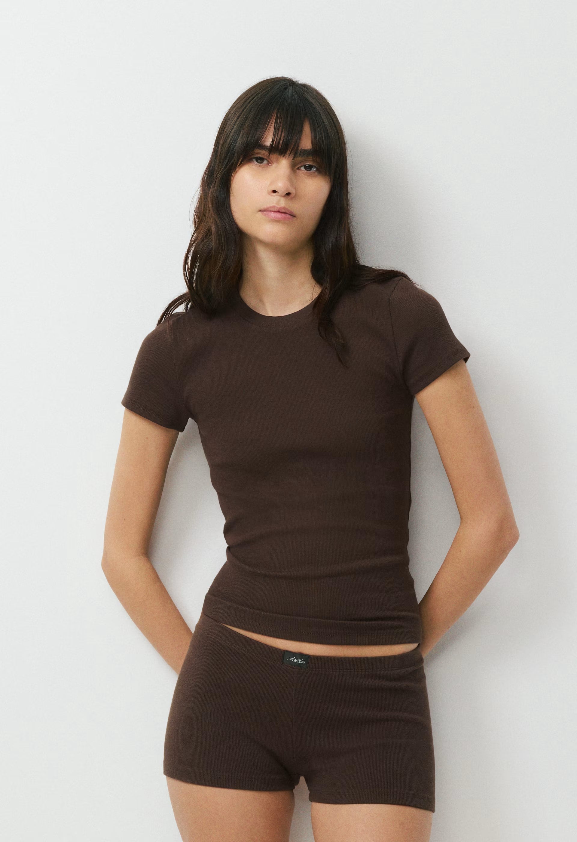HomeStretch™ Rib Tune T-Shirt - RICH MOCHA BROWN