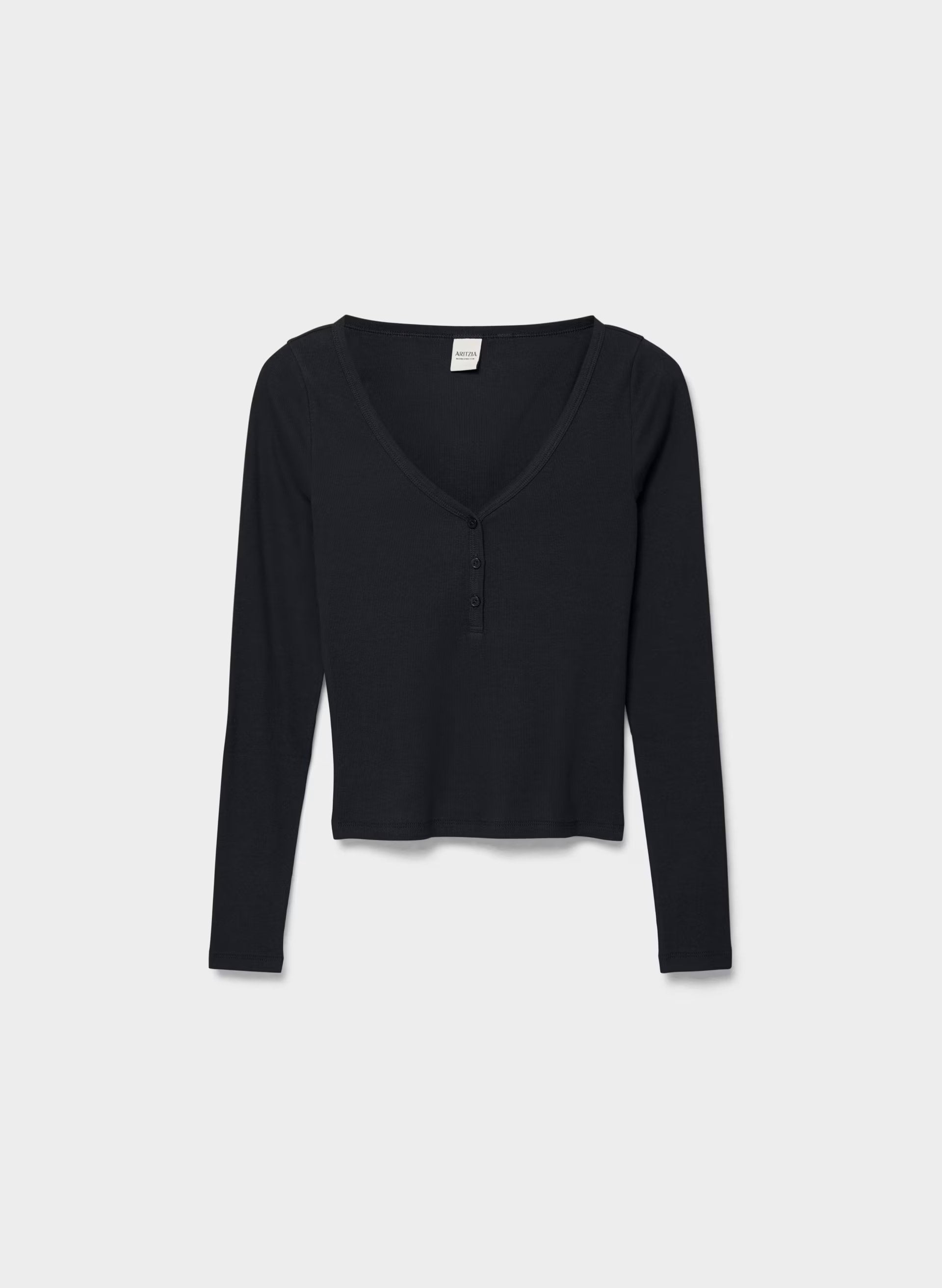 HomeStretch™ Rib Acoustic Henley - BLACK