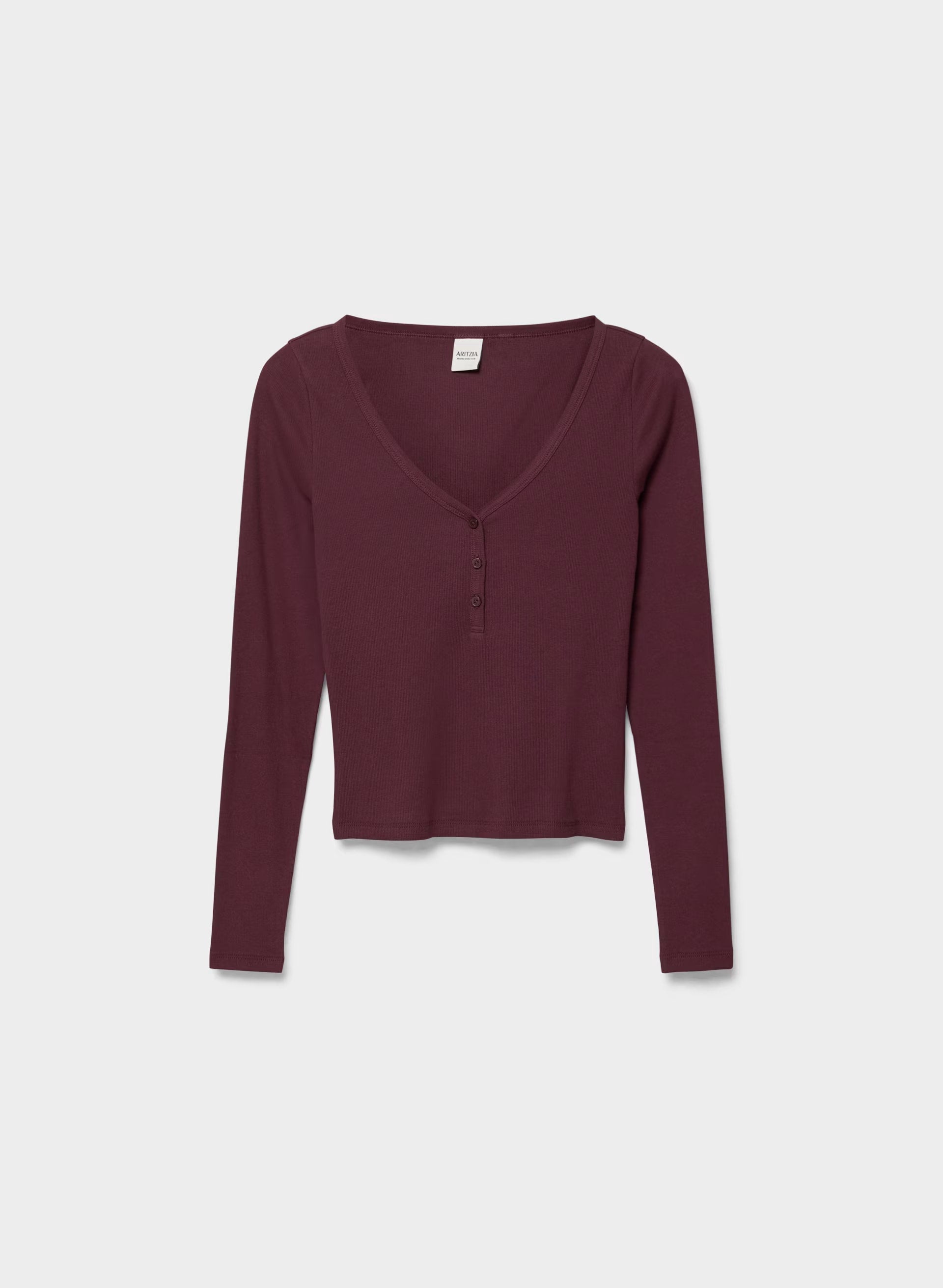 HomeStretch™ Rib Acoustic Henley - GALA PLUM