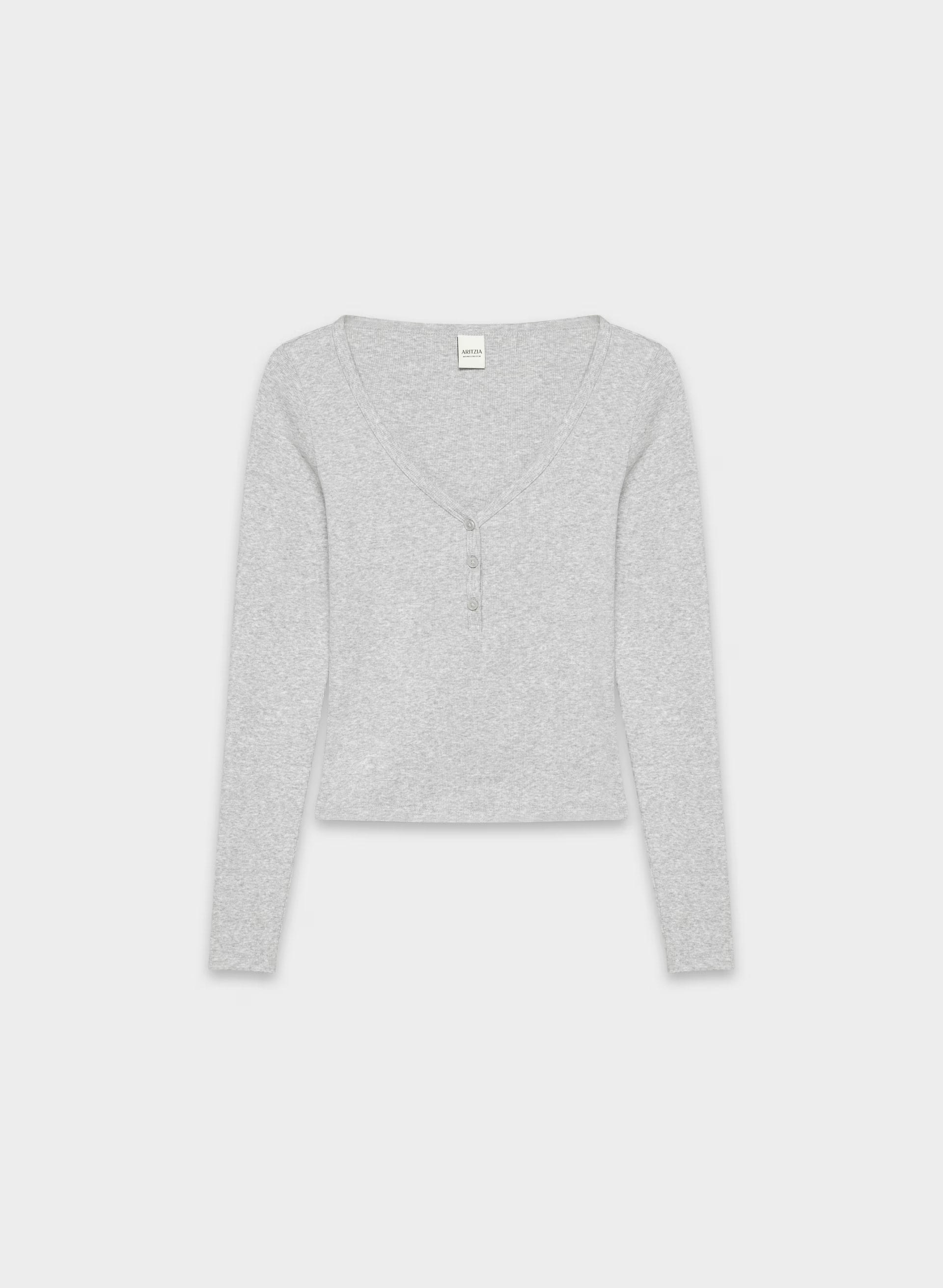HomeStretch™ Rib Acoustic Henley - HEATHER CHROME