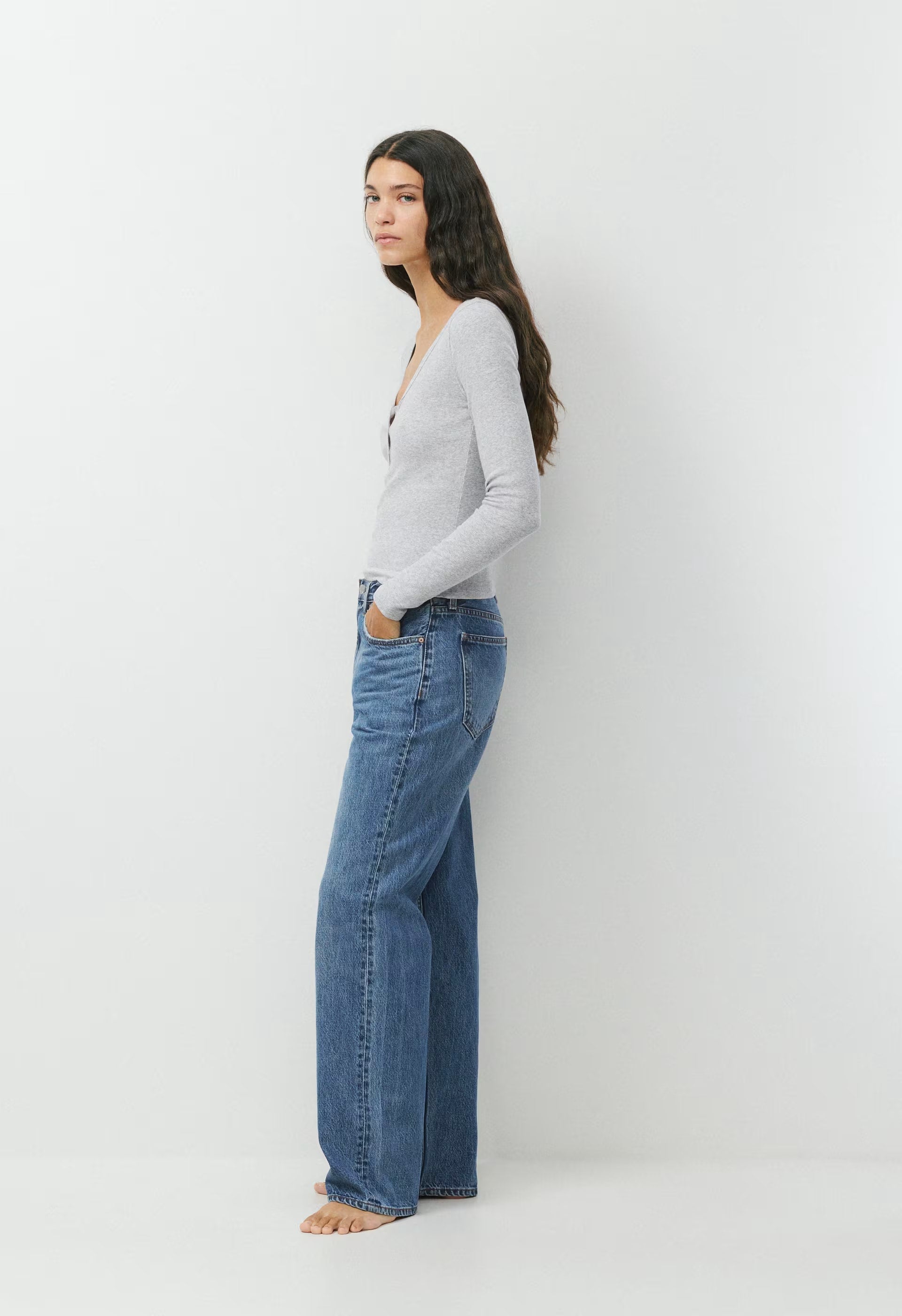 HomeStretch™ Rib Acoustic Henley - HEATHER CHROME