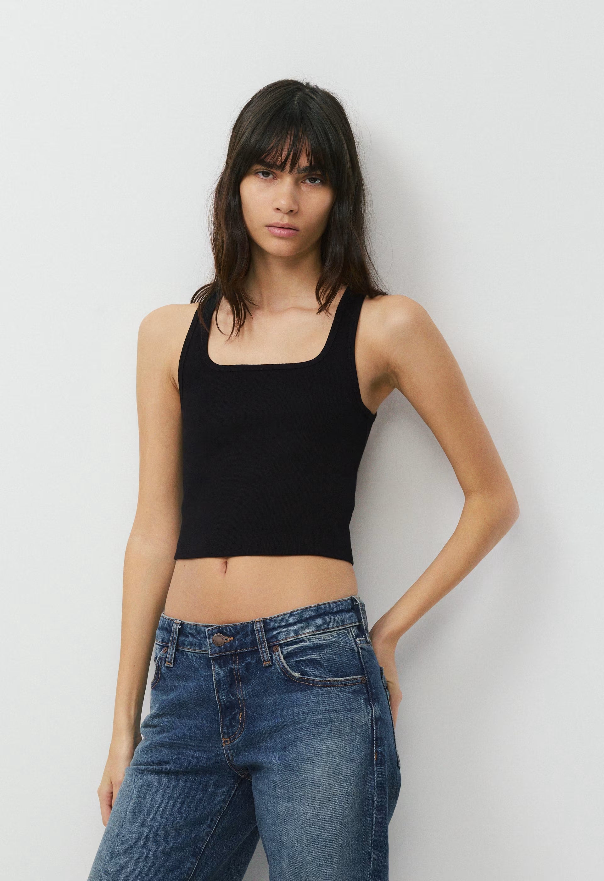 HomeStretch™ Rib Frequency Waist Tank - HEATHER CHROME