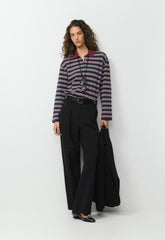 InterLock Cotton Eton Longsleeve - LT BIRCH/ DK NGHT NVY