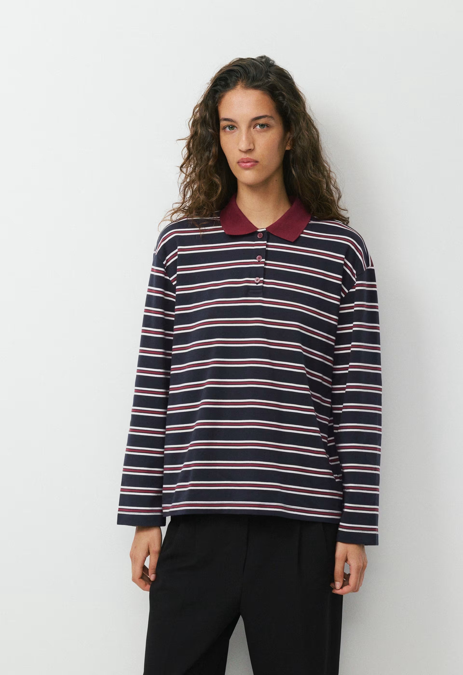 InterLock Cotton Eton Longsleeve - LT BIRCH/ DK NGHT NVY
