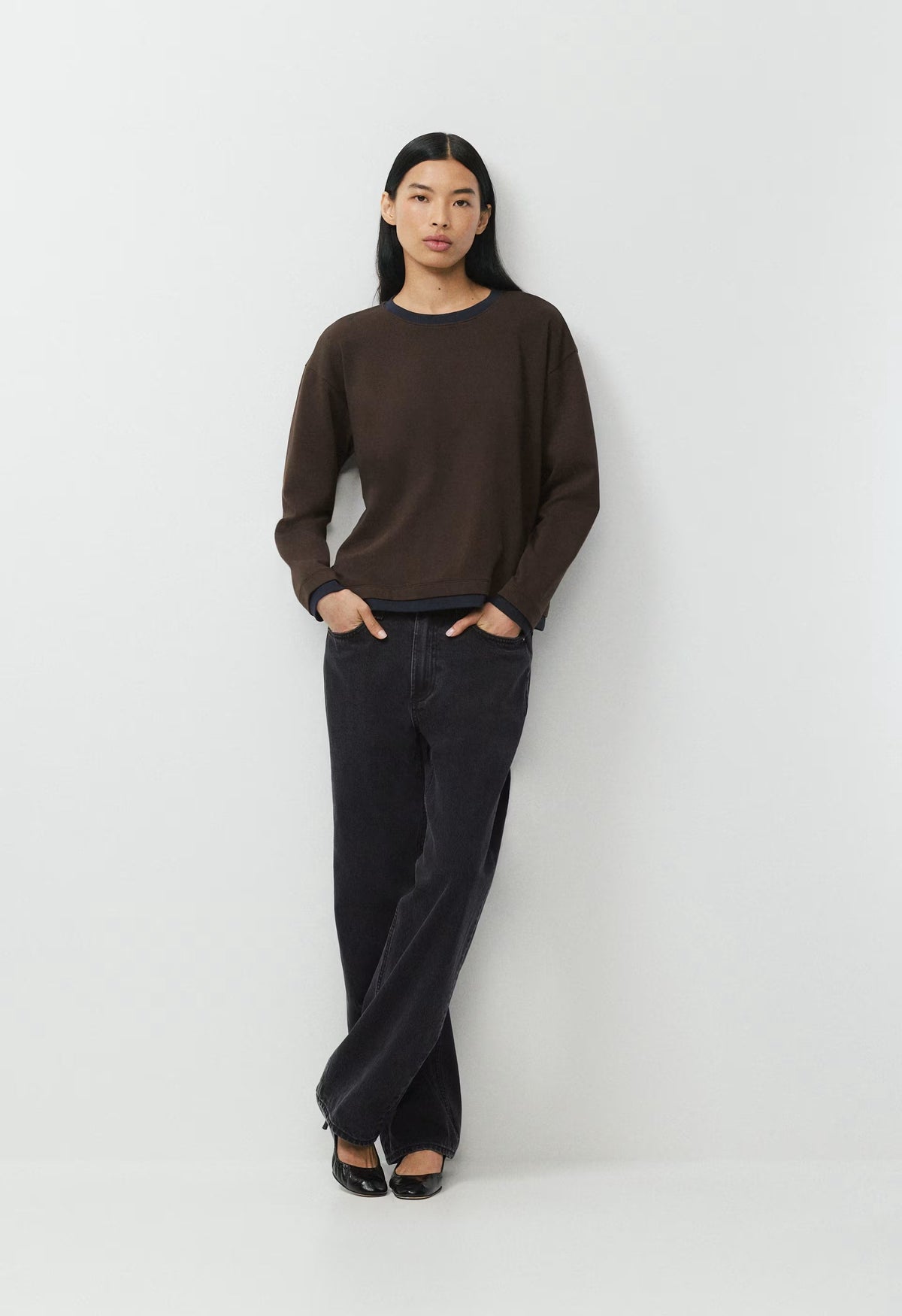 InterLock Cotton Steps Longsleeve - CACAO NB BROWN/AD NAVY