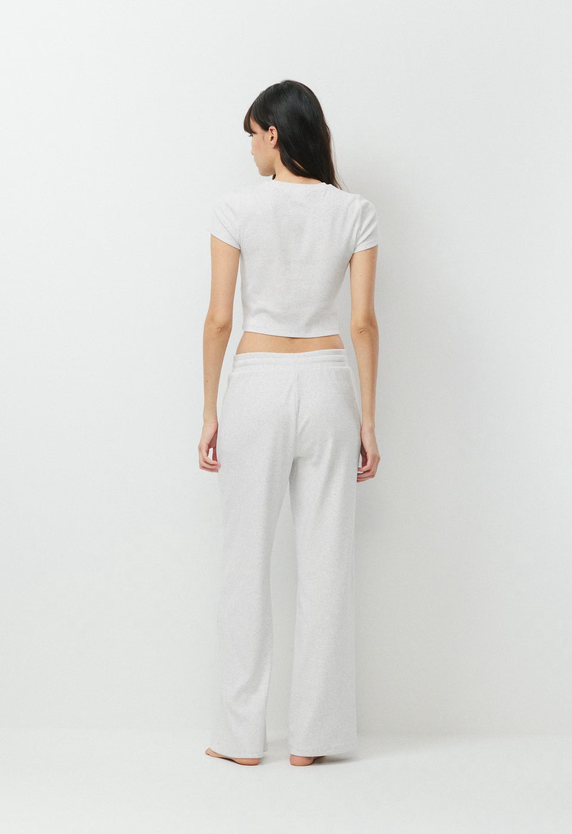 HomeStretch™ Rib Tune Waist T-Shirt - HEATHER CLOUD WHITE