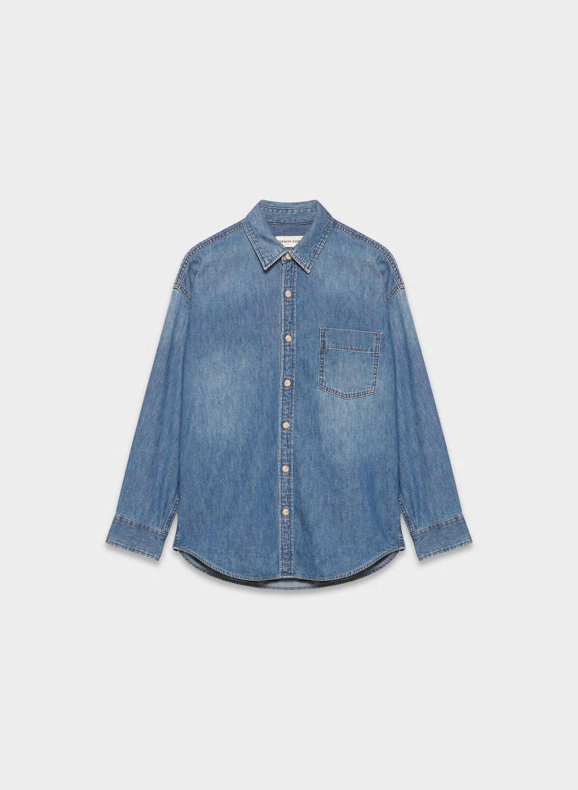 Denim Forum The '80s Comfy Denim Shirt - 5 YRS KISS N TELL BLEU