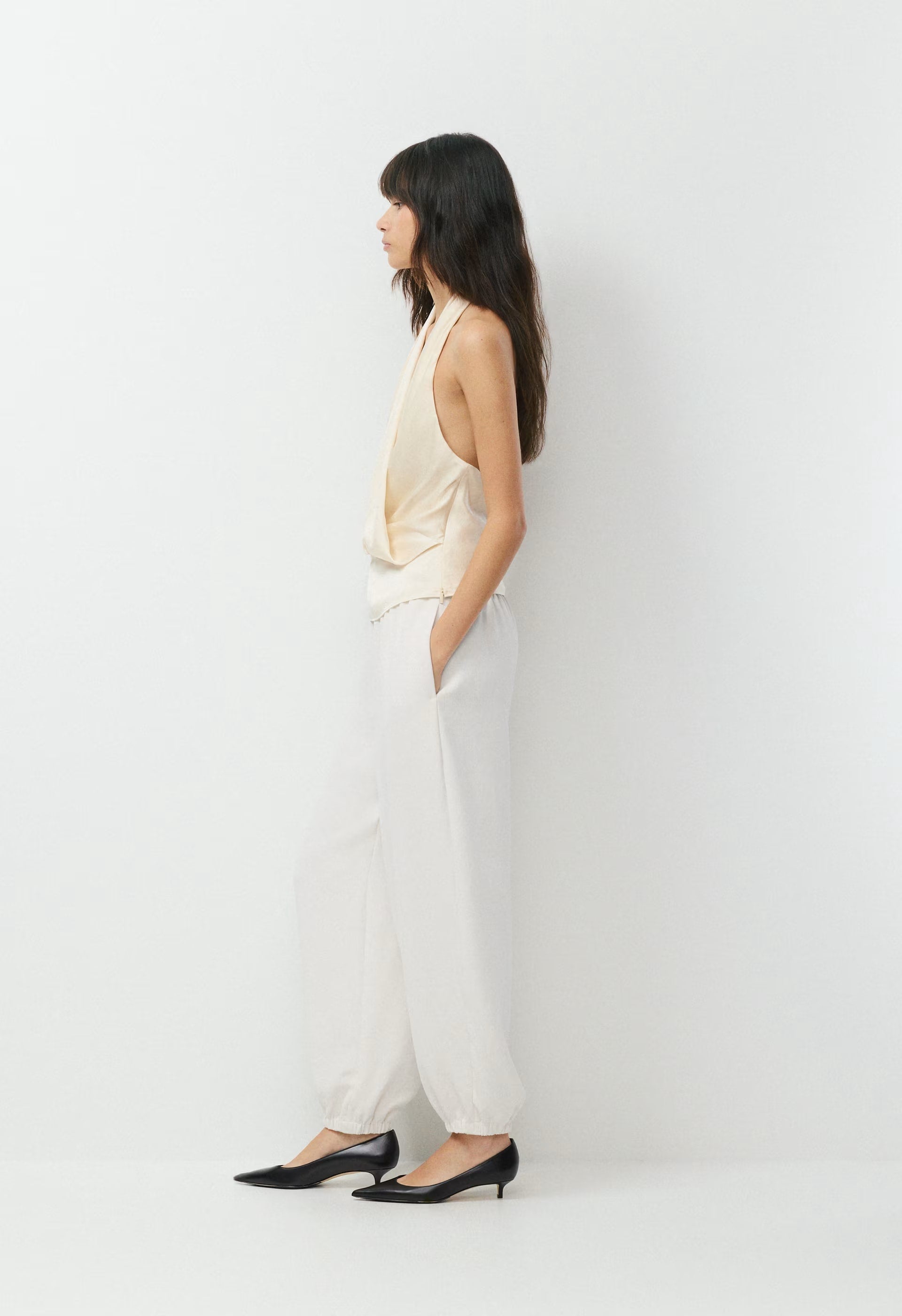 Martini Satin Halter Top - SEASIDE CREAM