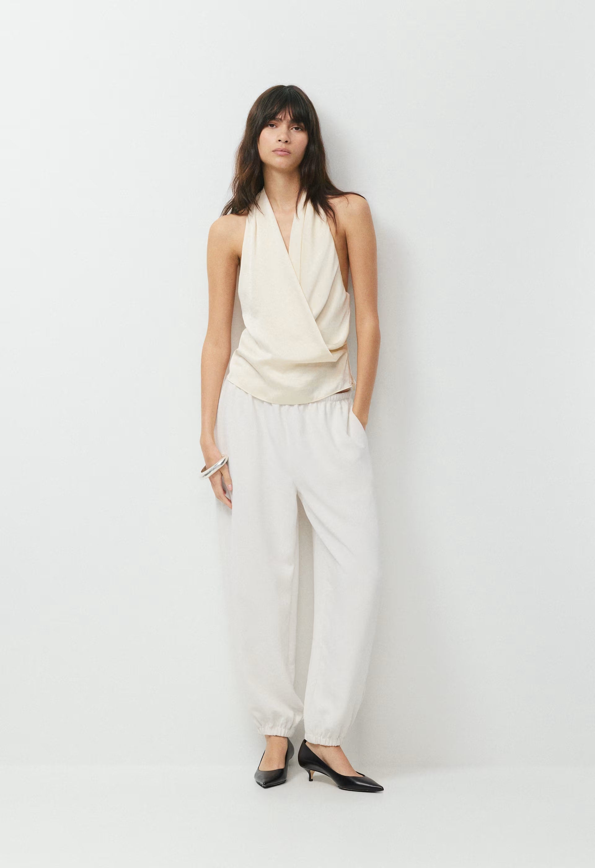 Martini Satin Halter Top - SEASIDE CREAM
