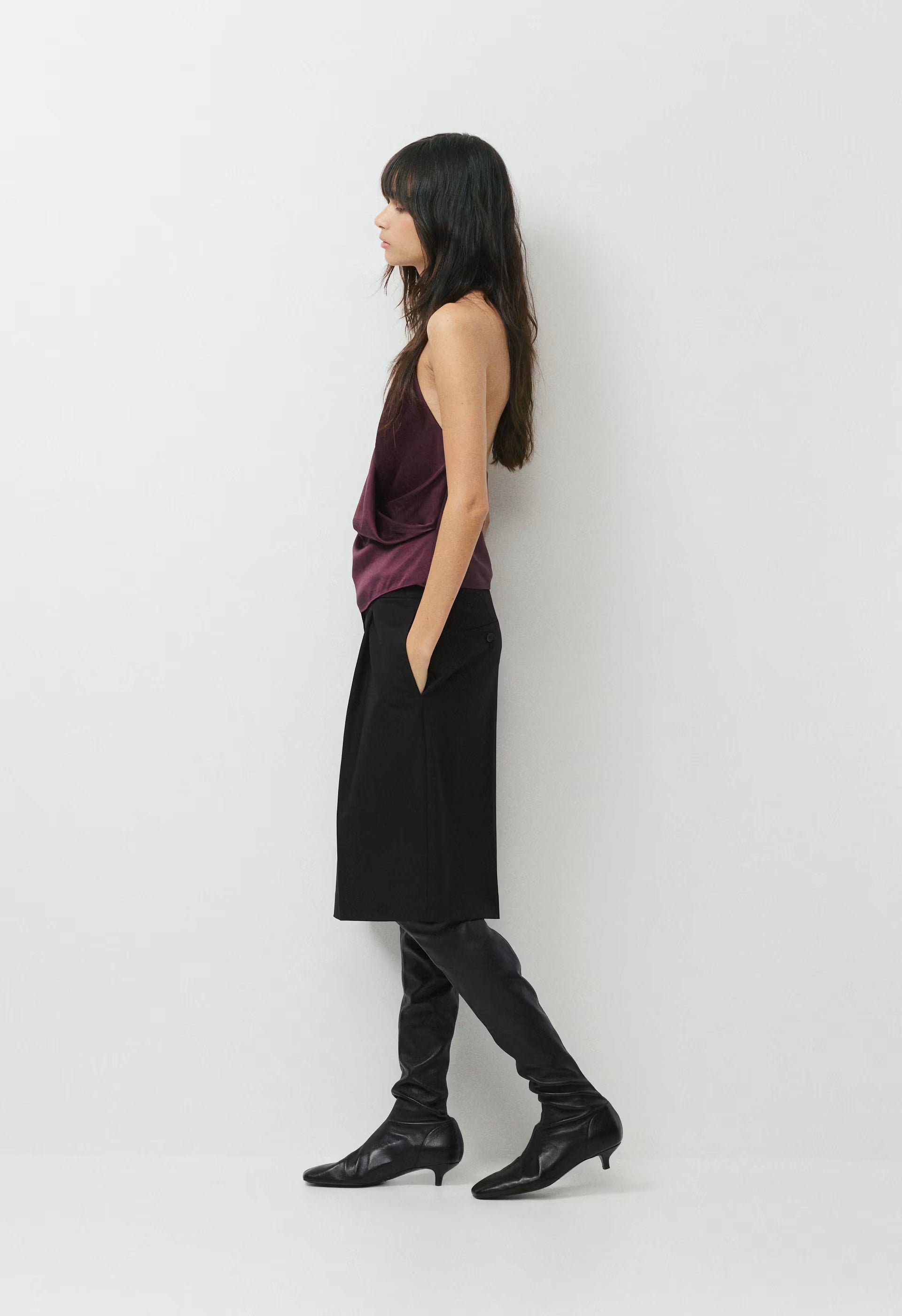 Martini Satin Halter Top - GALA PLUM