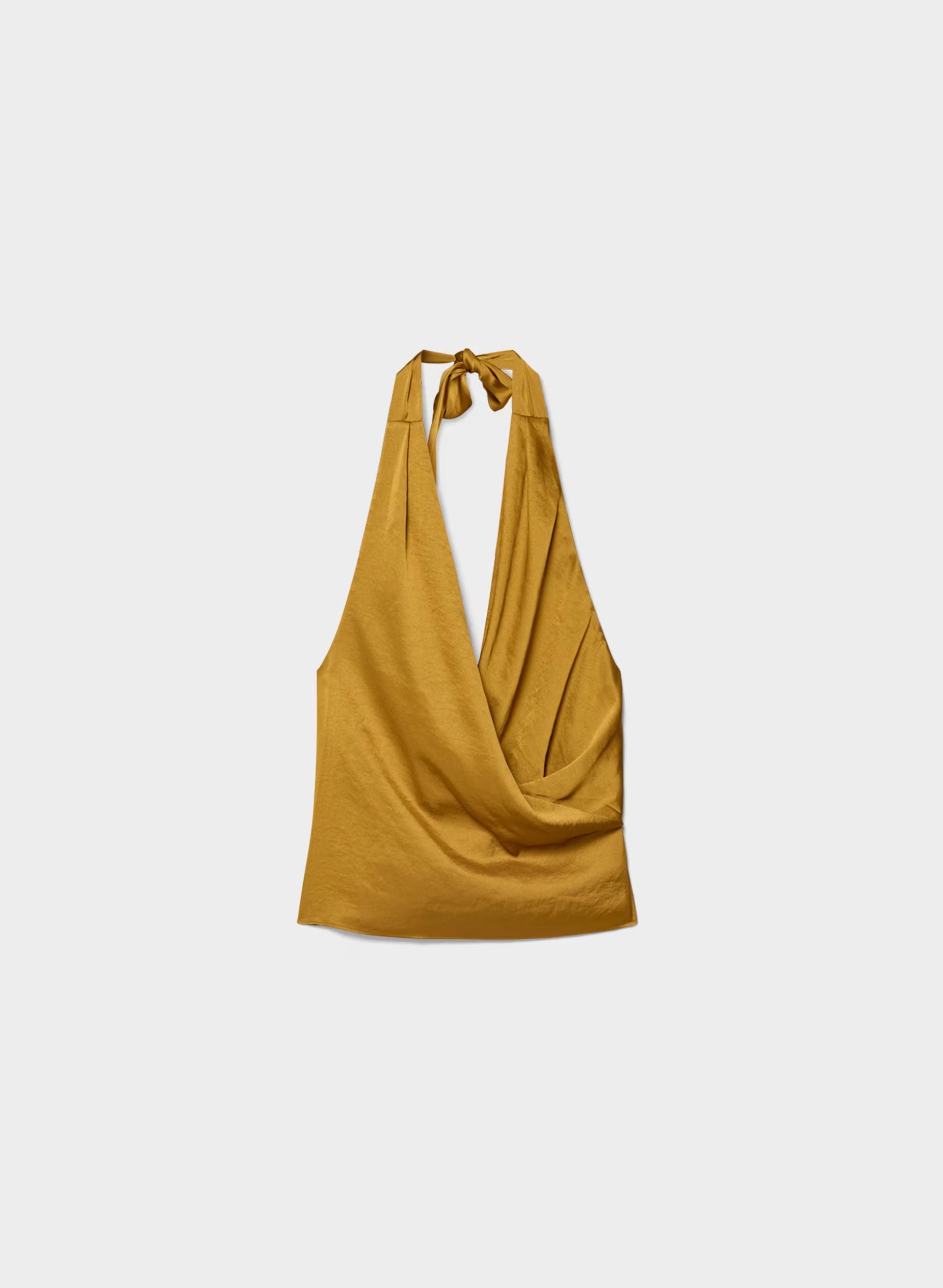 Martini Satin Halter Top - SHERRY OCHRE