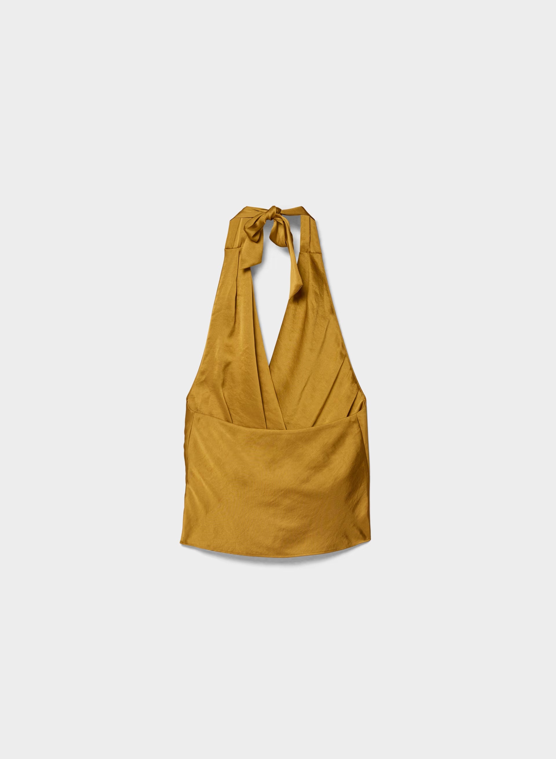 Martini Satin Halter Top - SHERRY OCHRE