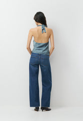 Martini Satin Halter Top - BLUE MIRAGE