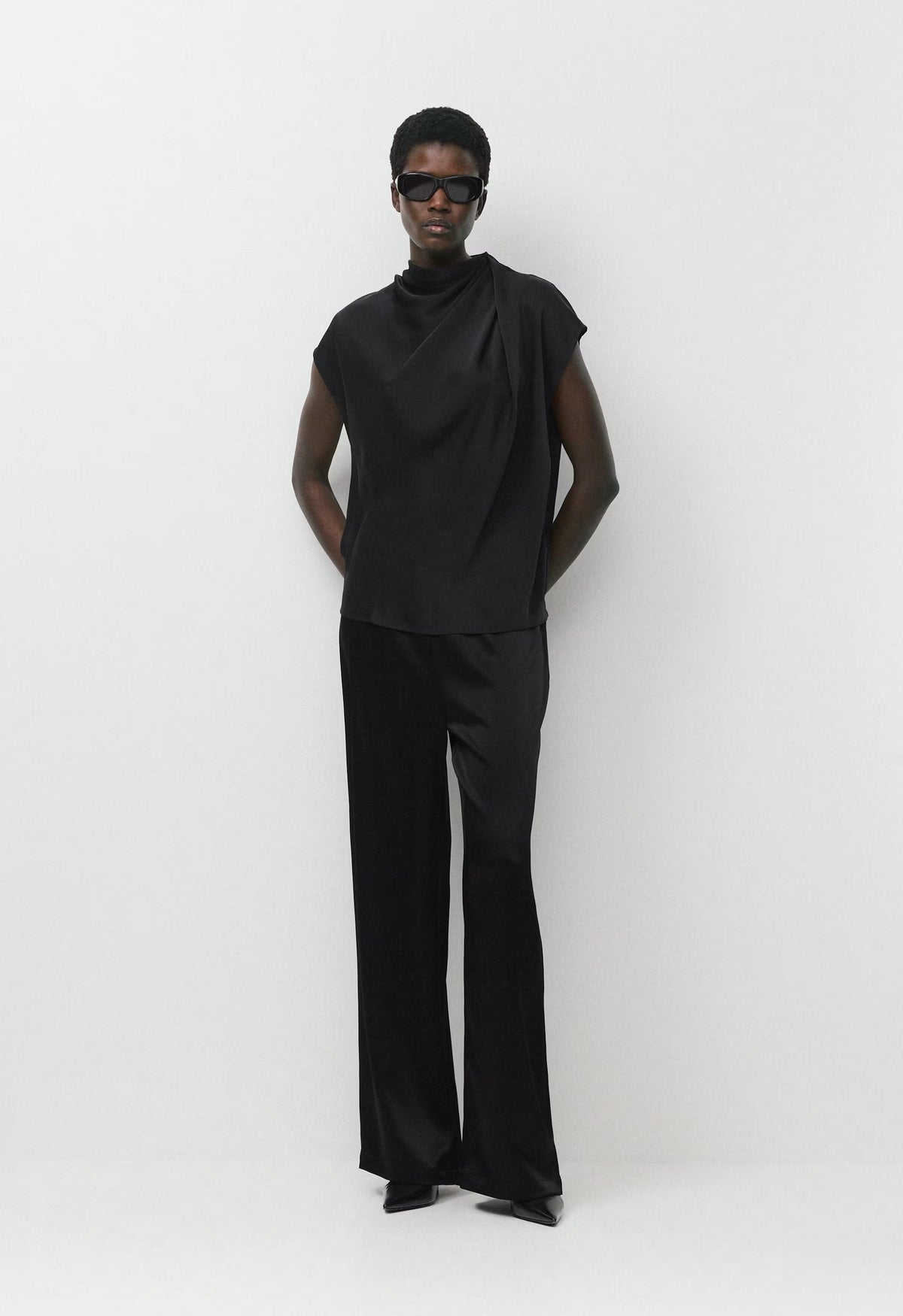 Nominee Satin Blouse - BLACK