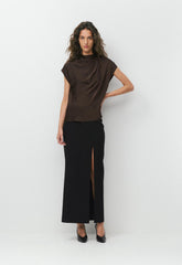 Nominee Satin Blouse - RICH MOCHA BROWN