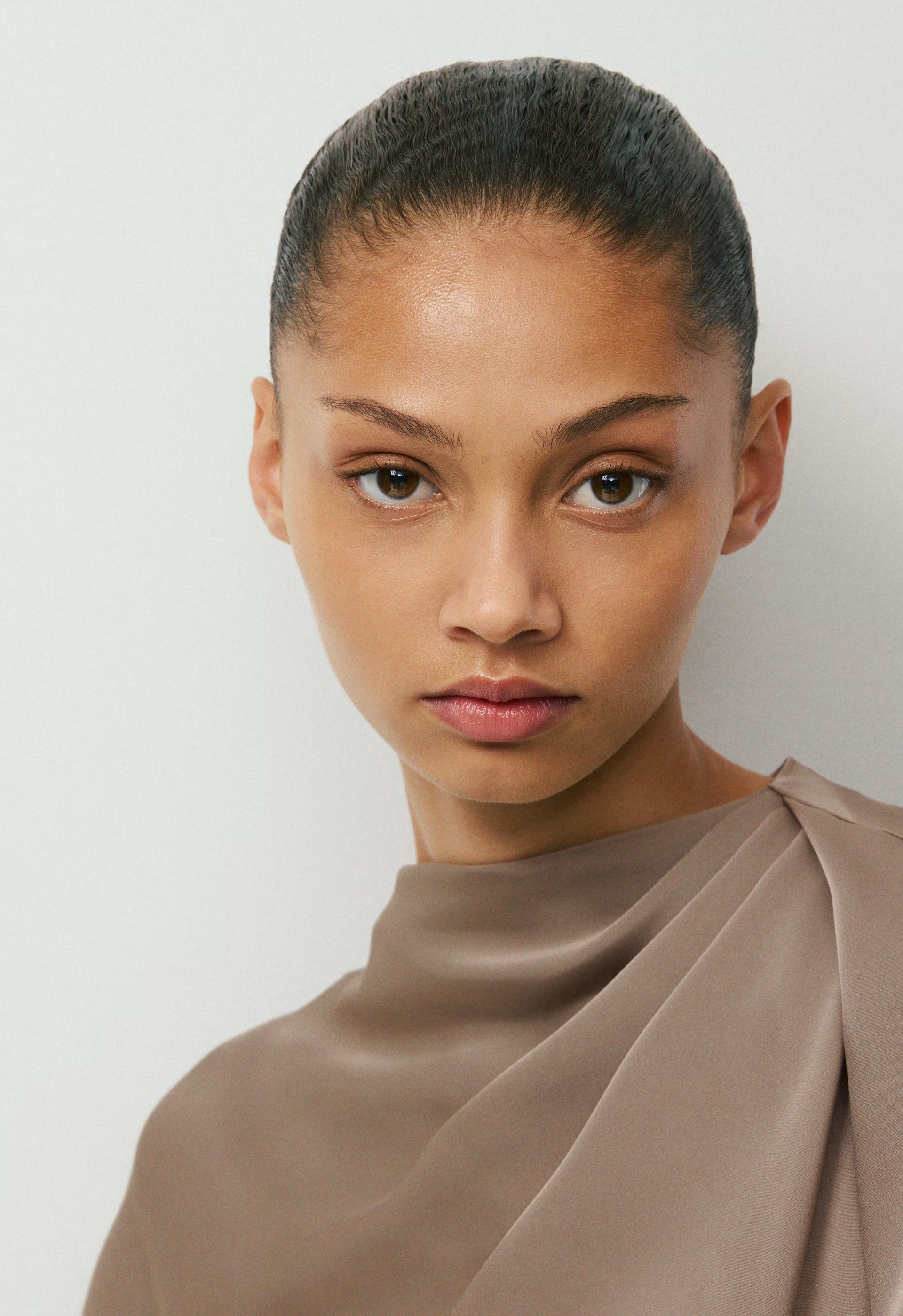 Nominee Satin Blouse - NOMAD TAUPE