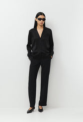 Dover Satin Shirt - BLACK