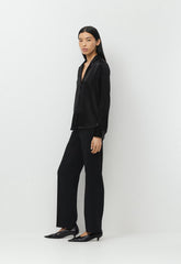 Dover Satin Shirt - BLACK