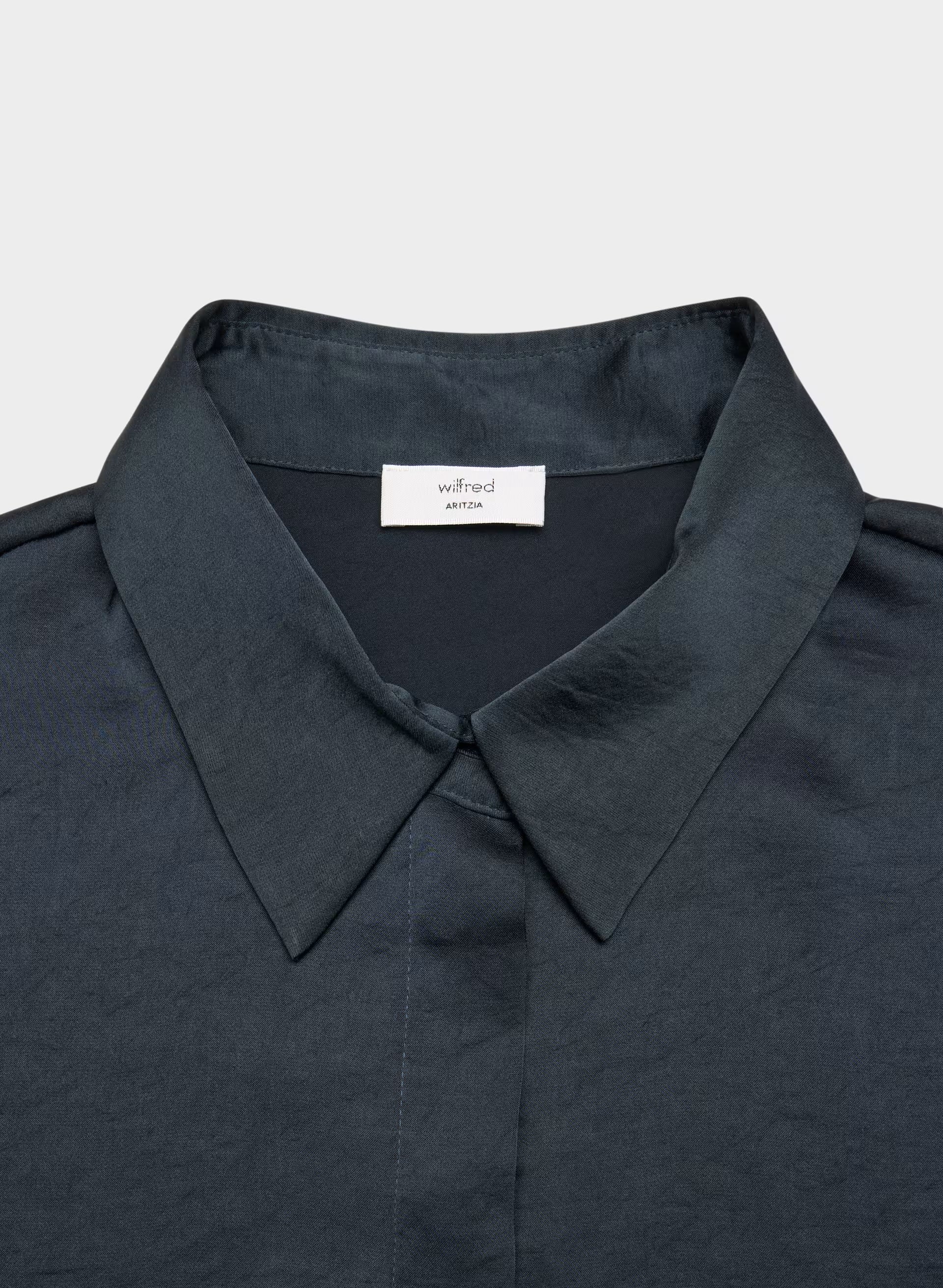 Baker Satin Shirt - DARK NIGHT NAVY