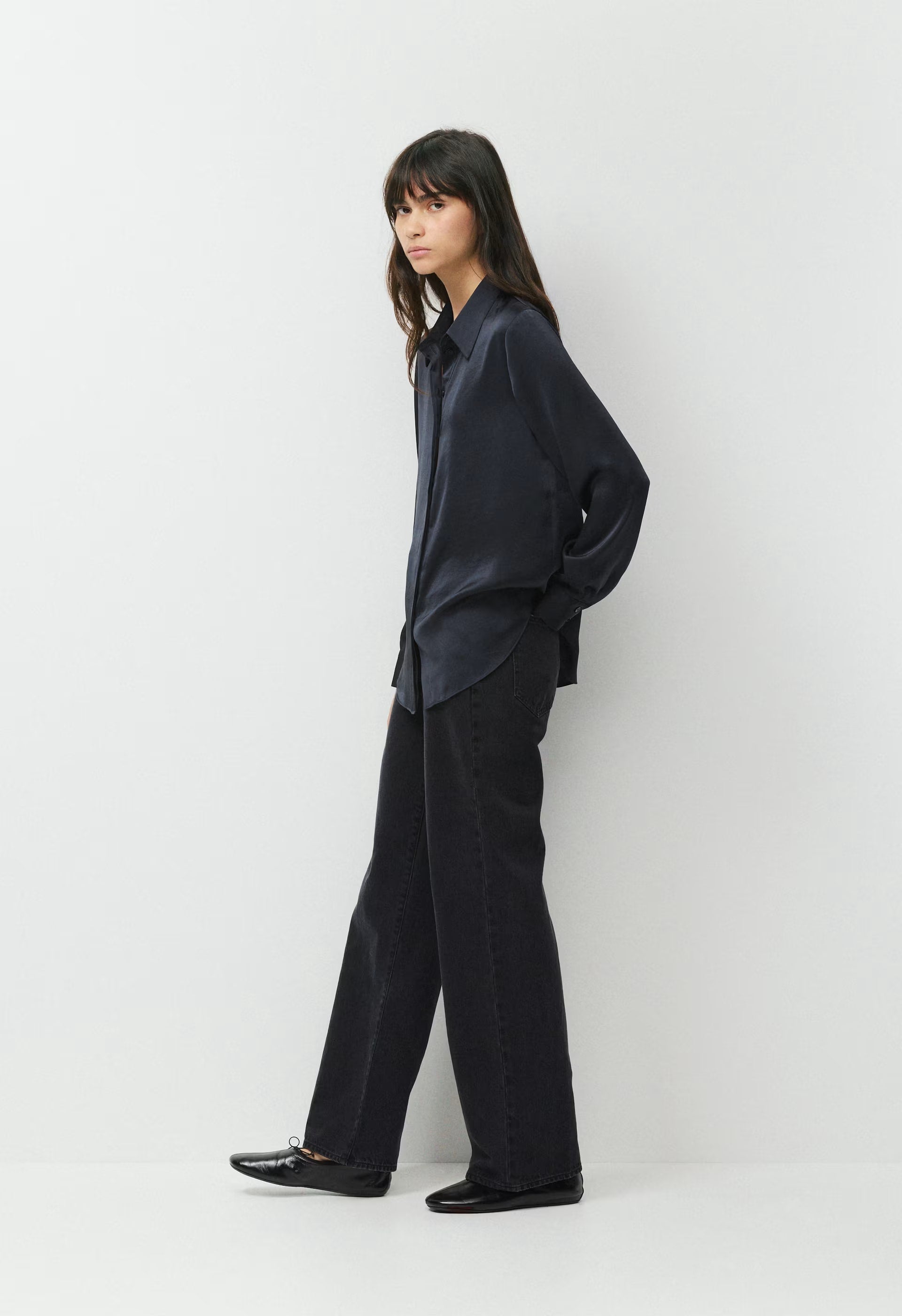 Baker Satin Shirt - DARK NIGHT NAVY